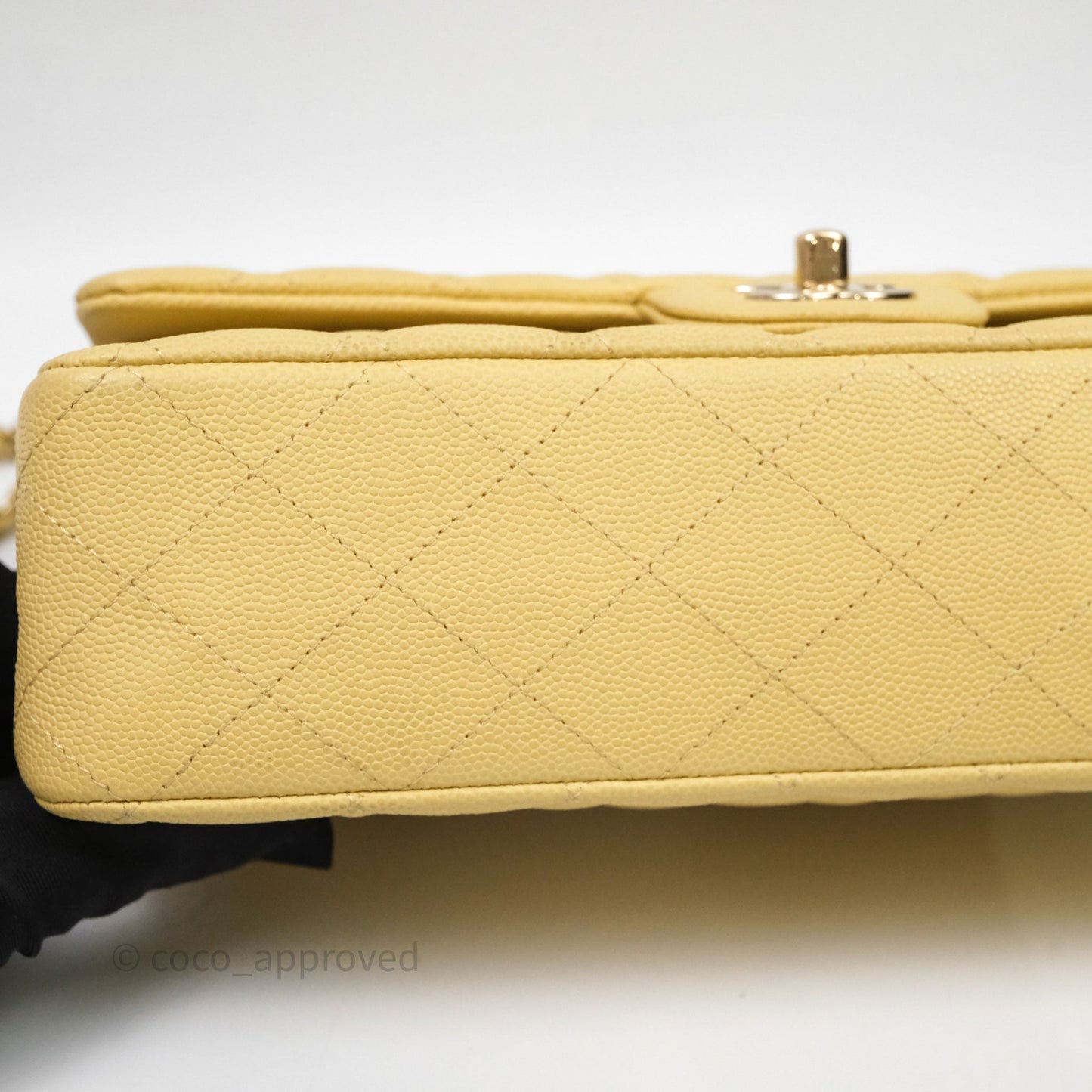 Chanel Classic M/L Medium Flap Quilted Yellow Caviar Gold Hardware