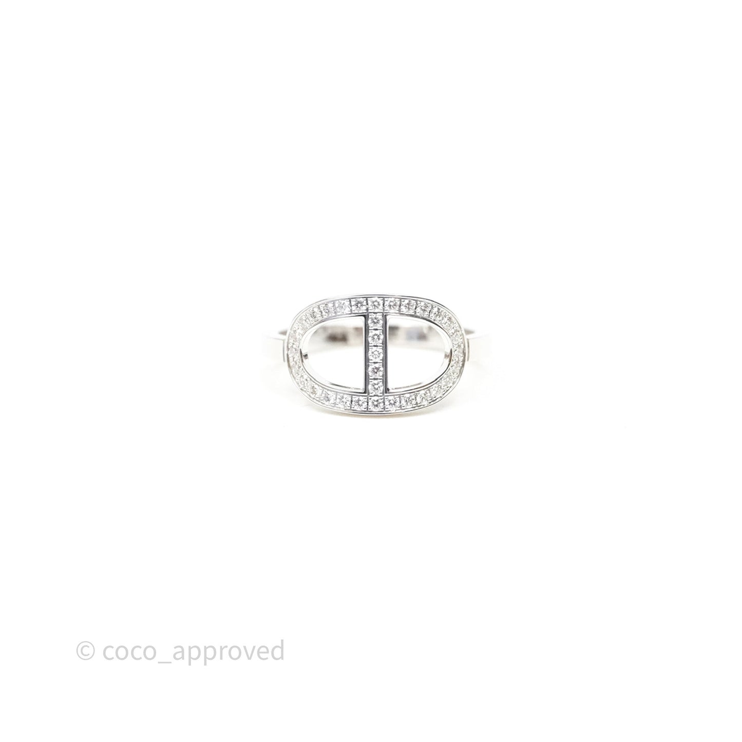 Hermès Chaine d'ancre Contour Ring White Gold Diamonds Size 53