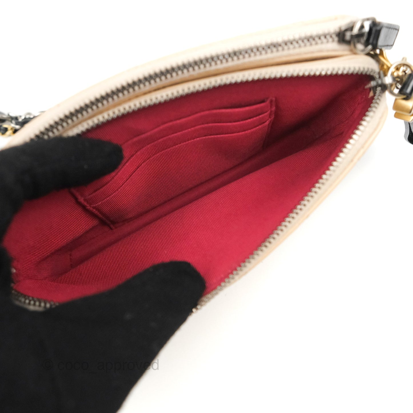 Chanel Gabrielle Clutch With Chain Aged Calfskin Beige/ Black Mixed Hardware