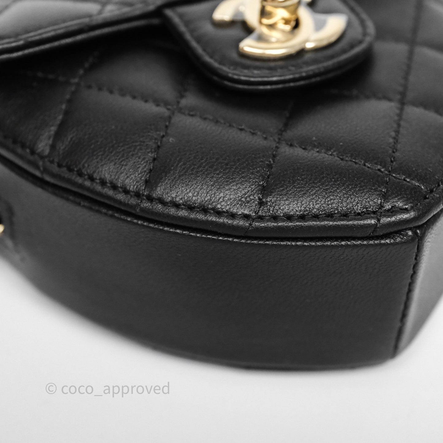 Chanel Small Heart Bag Black Lambskin Gold Hardware 22S