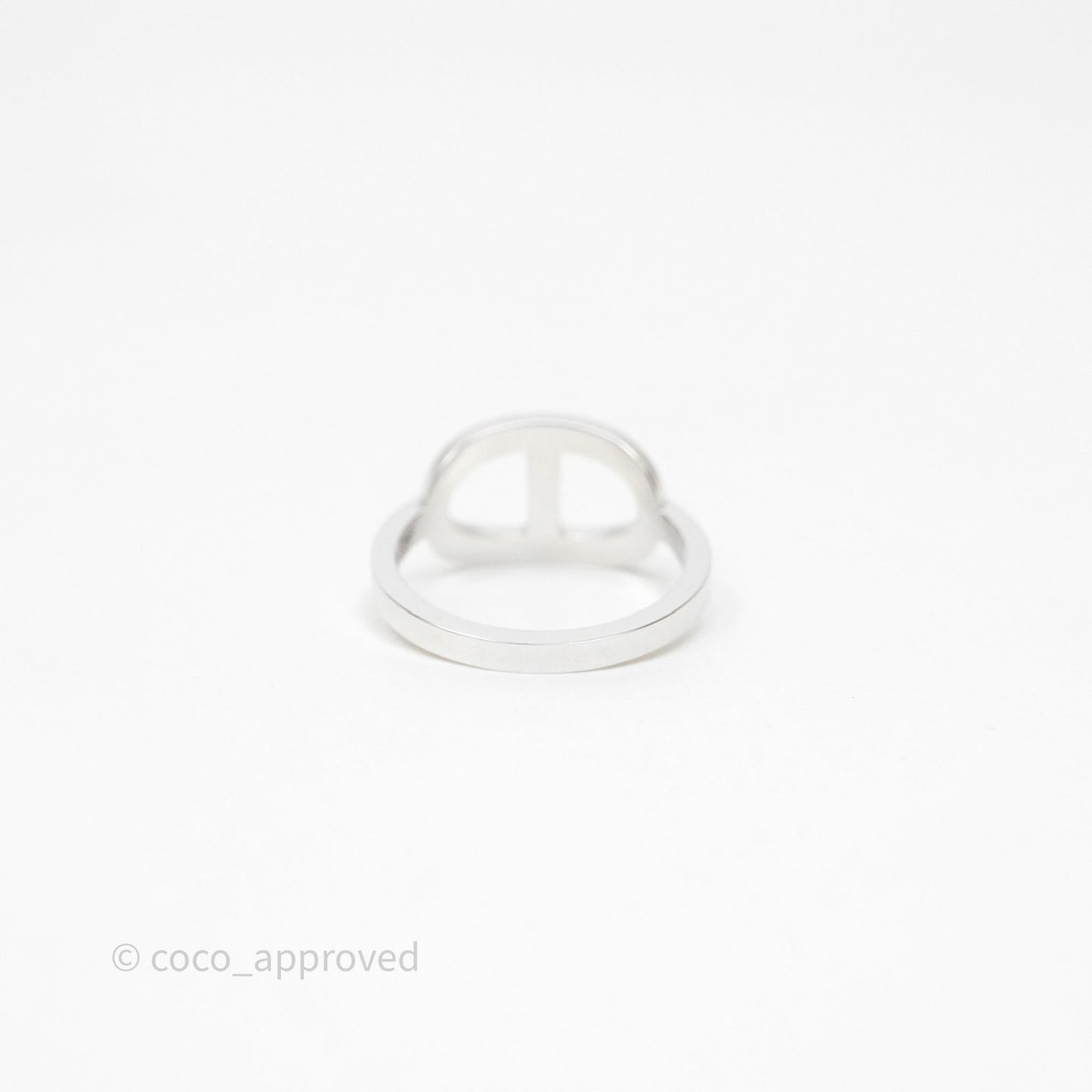 Hermès Chaine d'ancre Contour Ring White Gold Diamonds Size 53