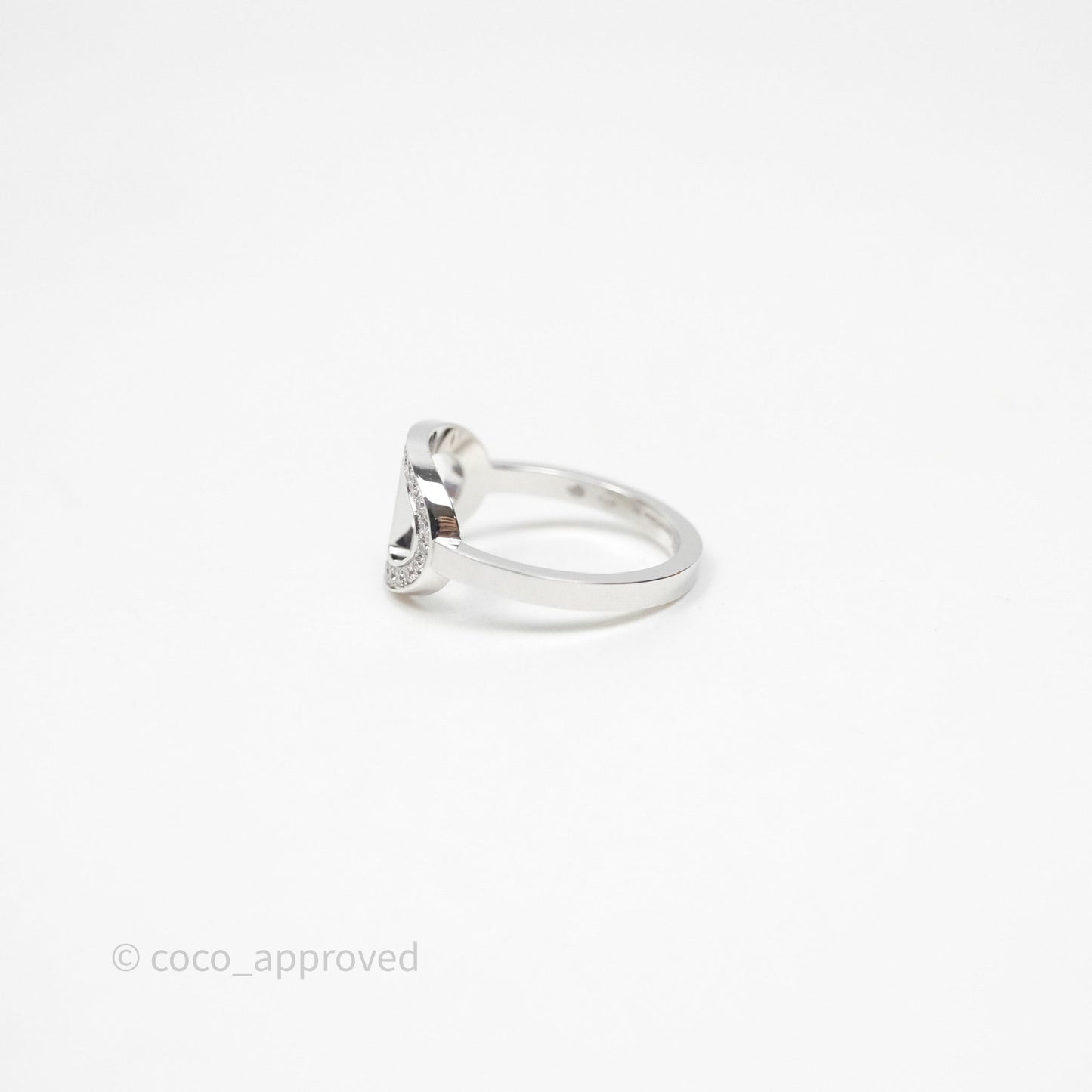 Hermès Chaine d'ancre Contour Ring White Gold Diamonds Size 53