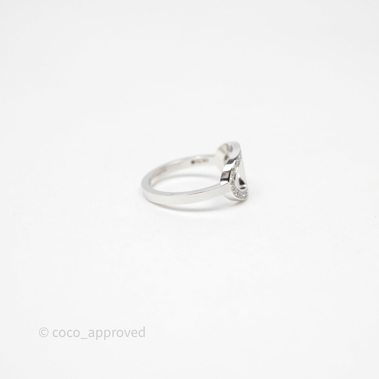 Hermès Chaine d'ancre Contour Ring White Gold Diamonds Size 53