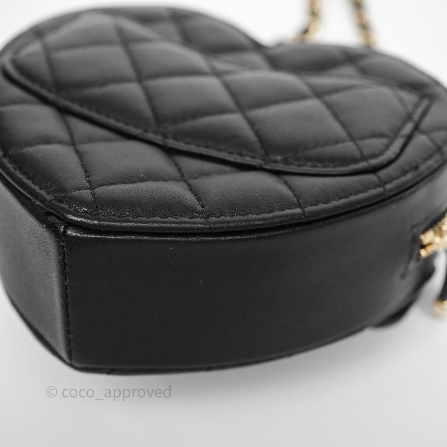 Chanel Small Heart Bag Black Lambskin Gold Hardware 22S