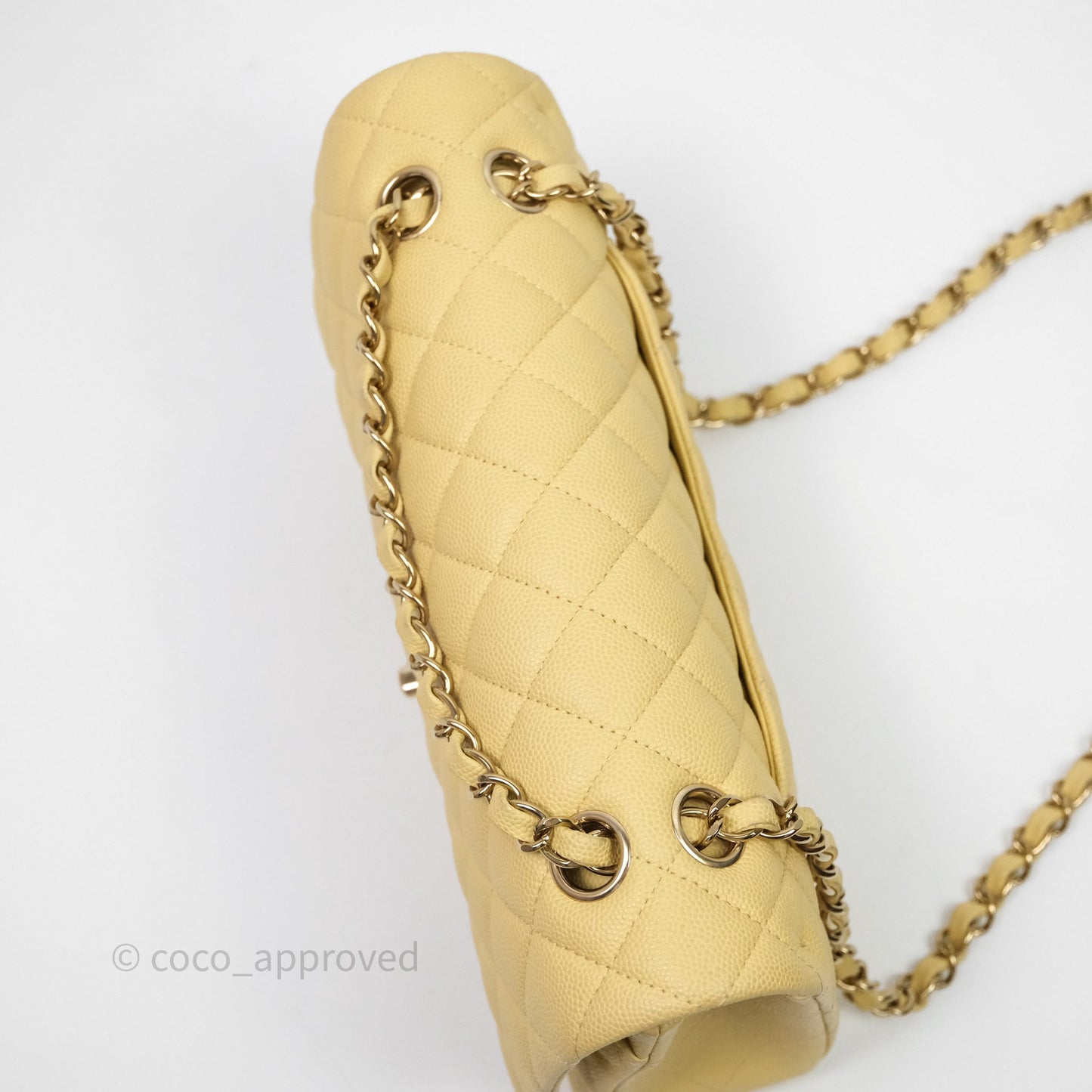 Chanel Classic M/L Medium Flap Quilted Yellow Caviar Gold Hardware