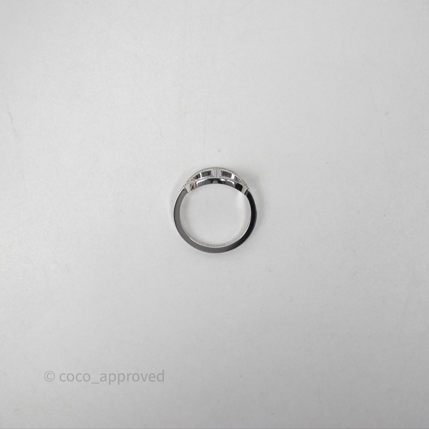 Hermès Chaine d'ancre Contour Ring White Gold Diamonds Size 53