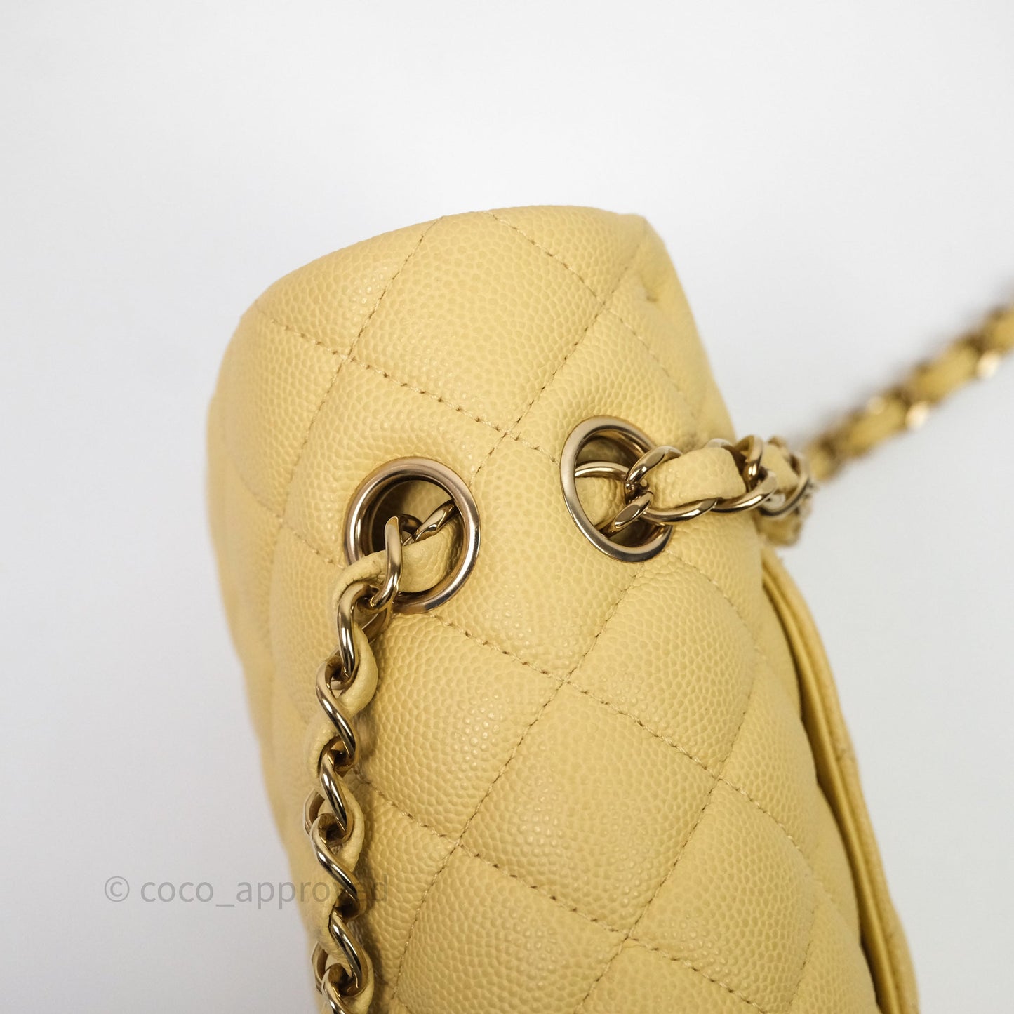Chanel Classic M/L Medium Flap Quilted Yellow Caviar Gold Hardware