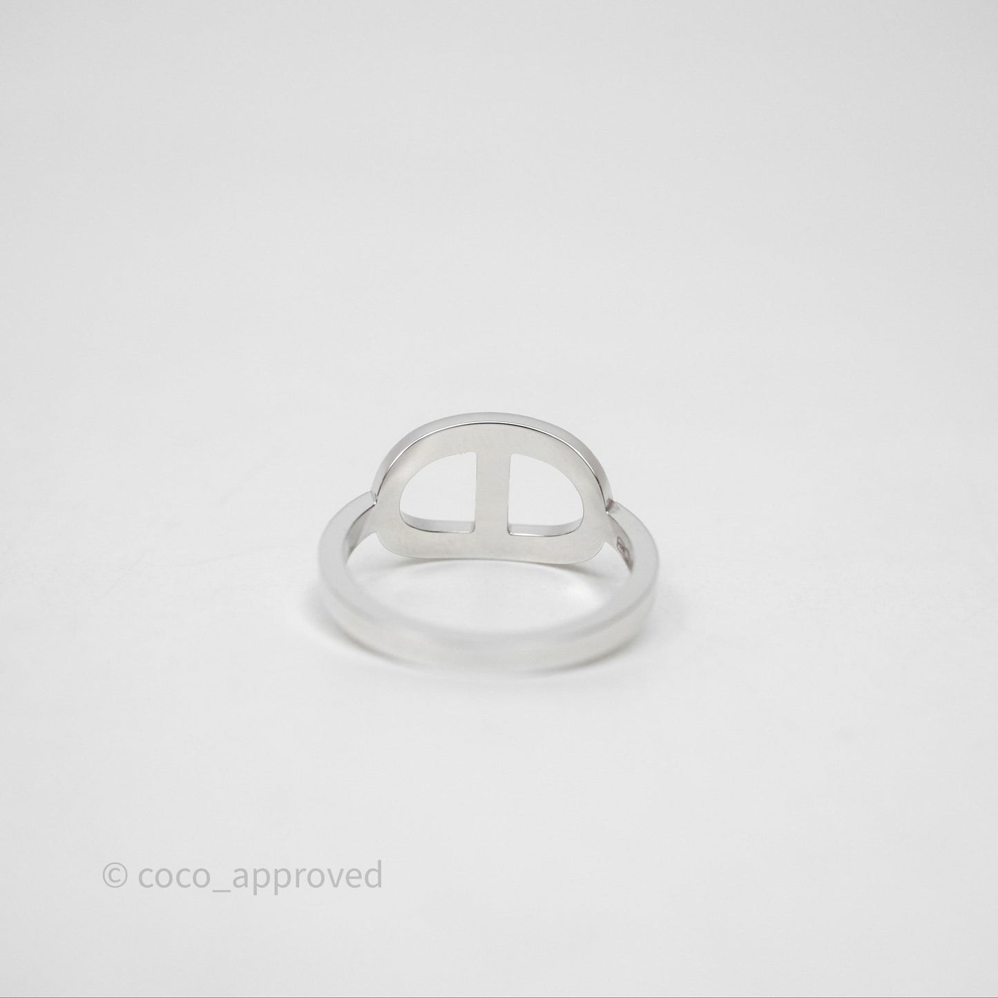 Hermès Chaine d'ancre Contour Ring White Gold Diamonds Size 53