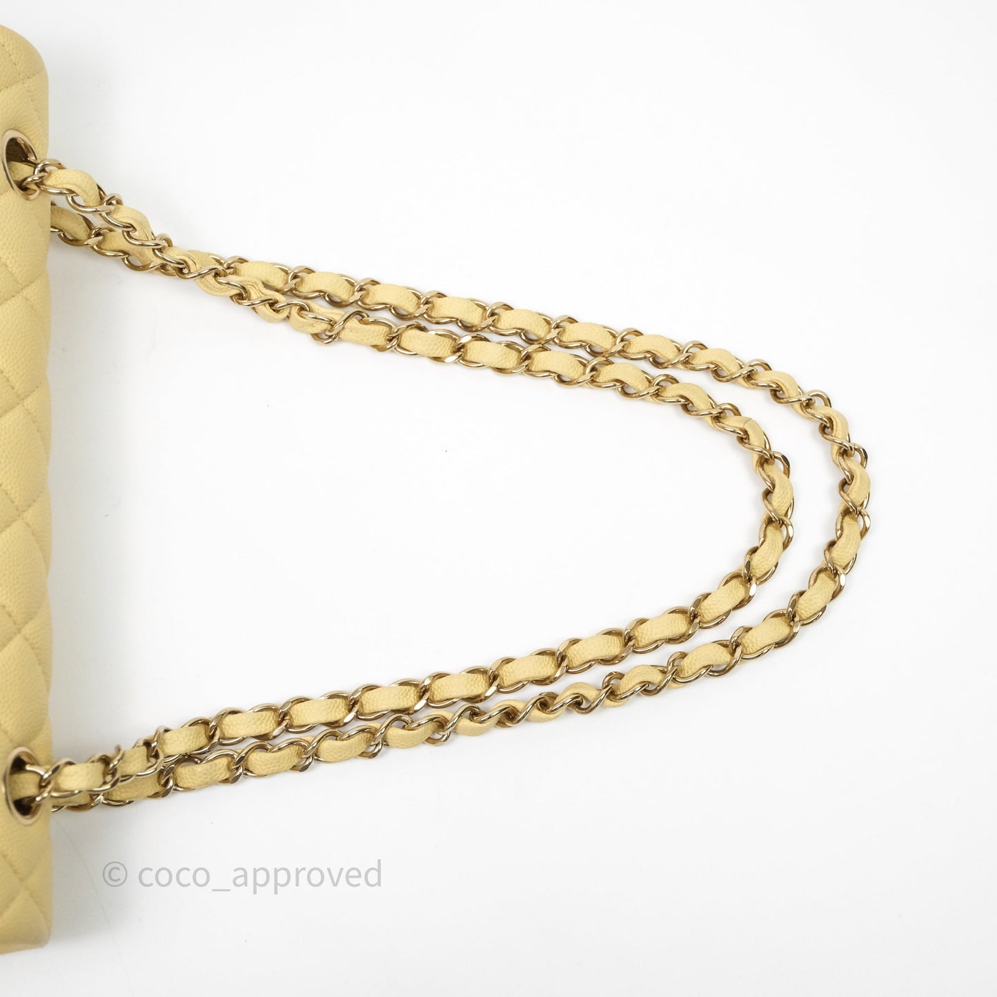 Chanel Classic M/L Medium Flap Quilted Yellow Caviar Gold Hardware