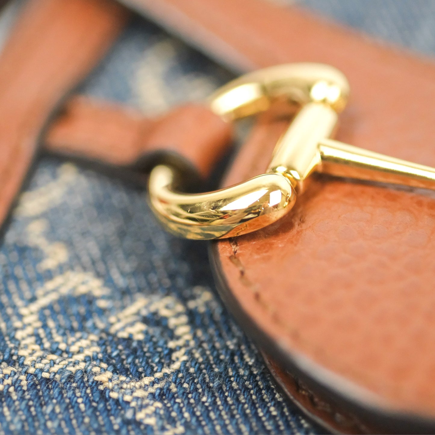 Gucci Horsebit 1955 Mini Bag GG Denim/ Brown Leather