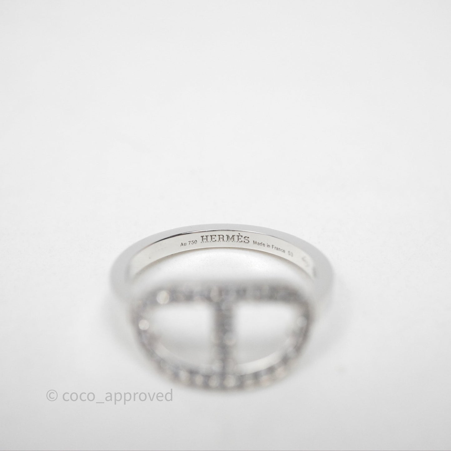 Hermès Chaine d'ancre Contour Ring White Gold Diamonds Size 53
