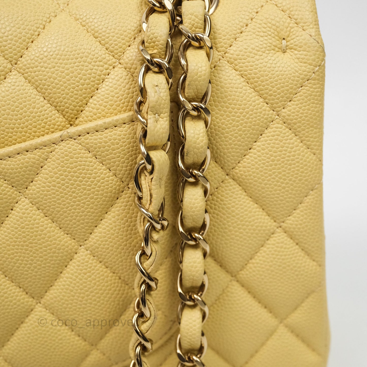 Chanel Classic M/L Medium Flap Quilted Yellow Caviar Gold Hardware