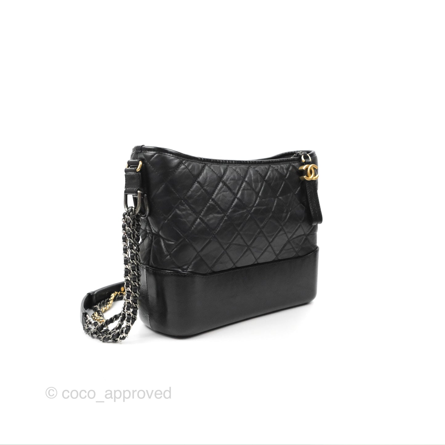 Chanel Large Gabrielle Hobo Black Aged Calfskin Mixed Hardware