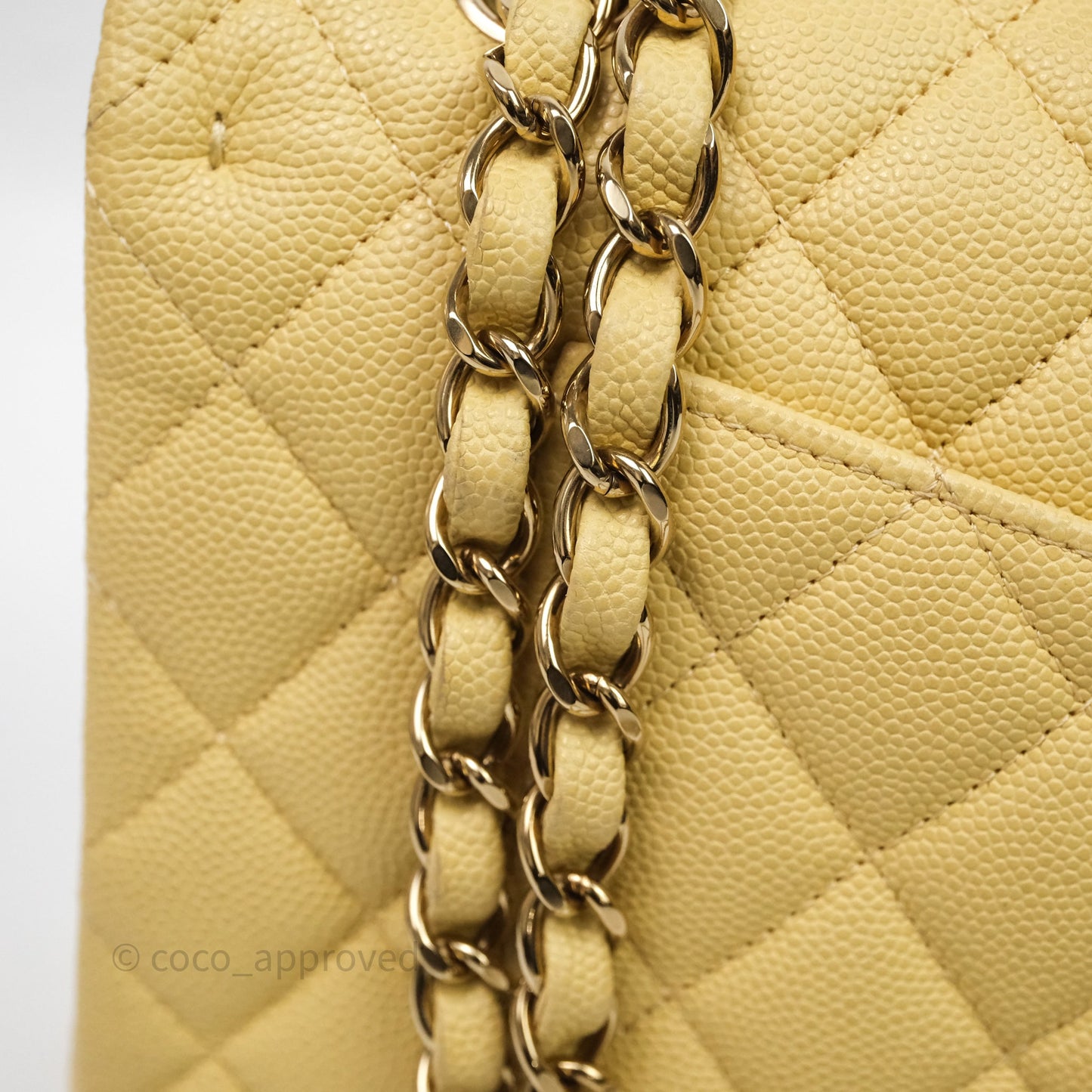 Chanel Classic M/L Medium Flap Quilted Yellow Caviar Gold Hardware