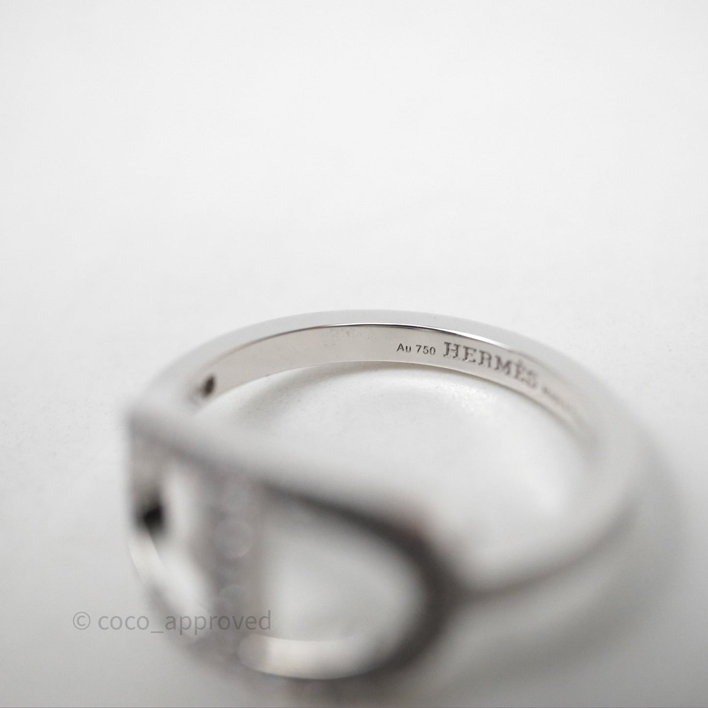 Hermès Chaine d'ancre Contour Ring White Gold Diamonds Size 53