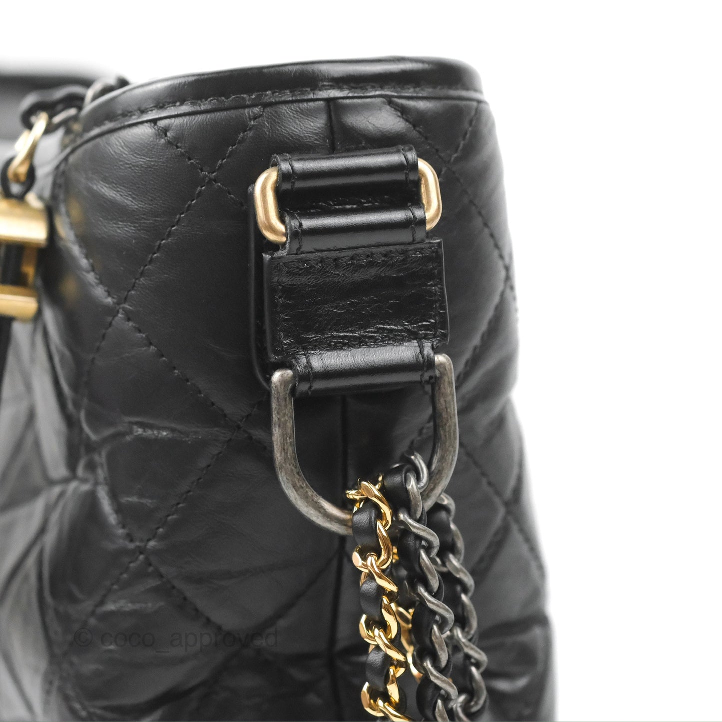 Chanel Large Gabrielle Hobo Black Aged Calfskin Mixed Hardware