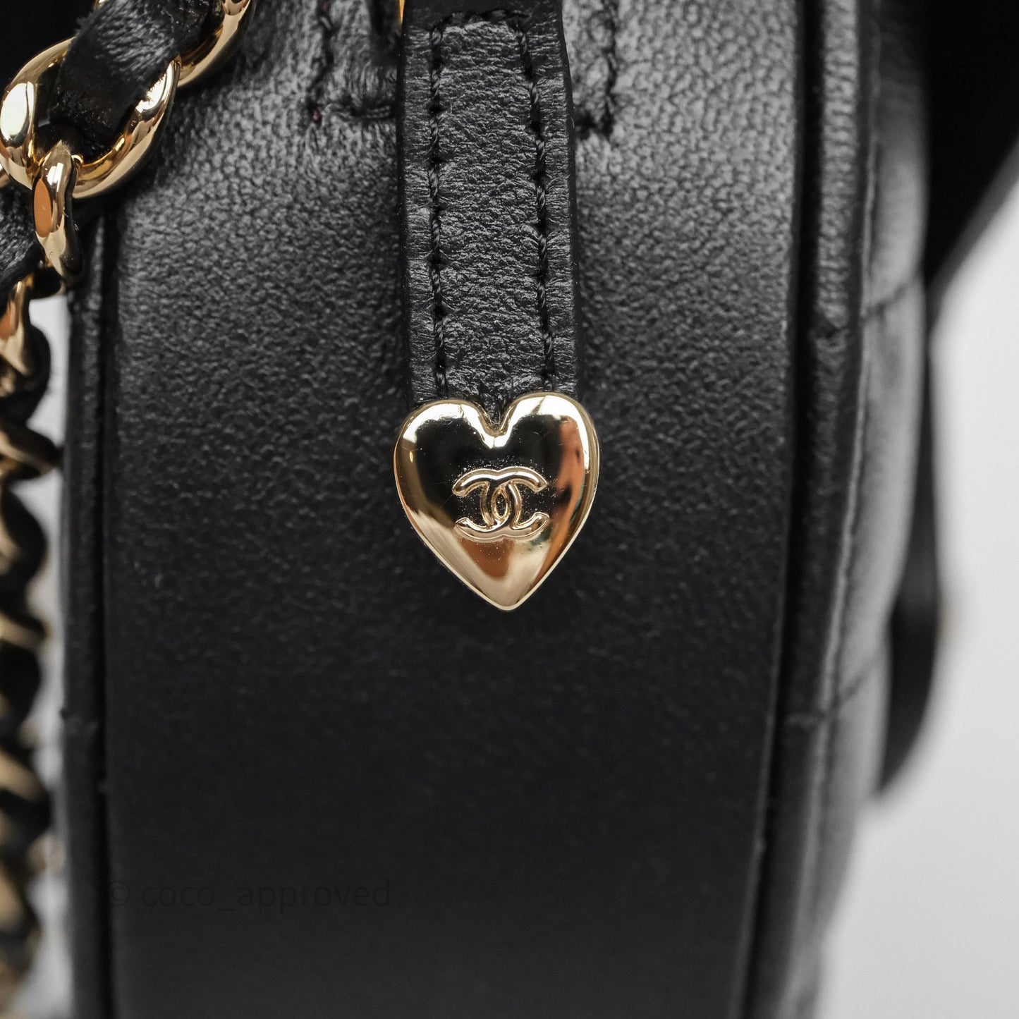 Chanel Small Heart Bag Black Lambskin Gold Hardware 22S
