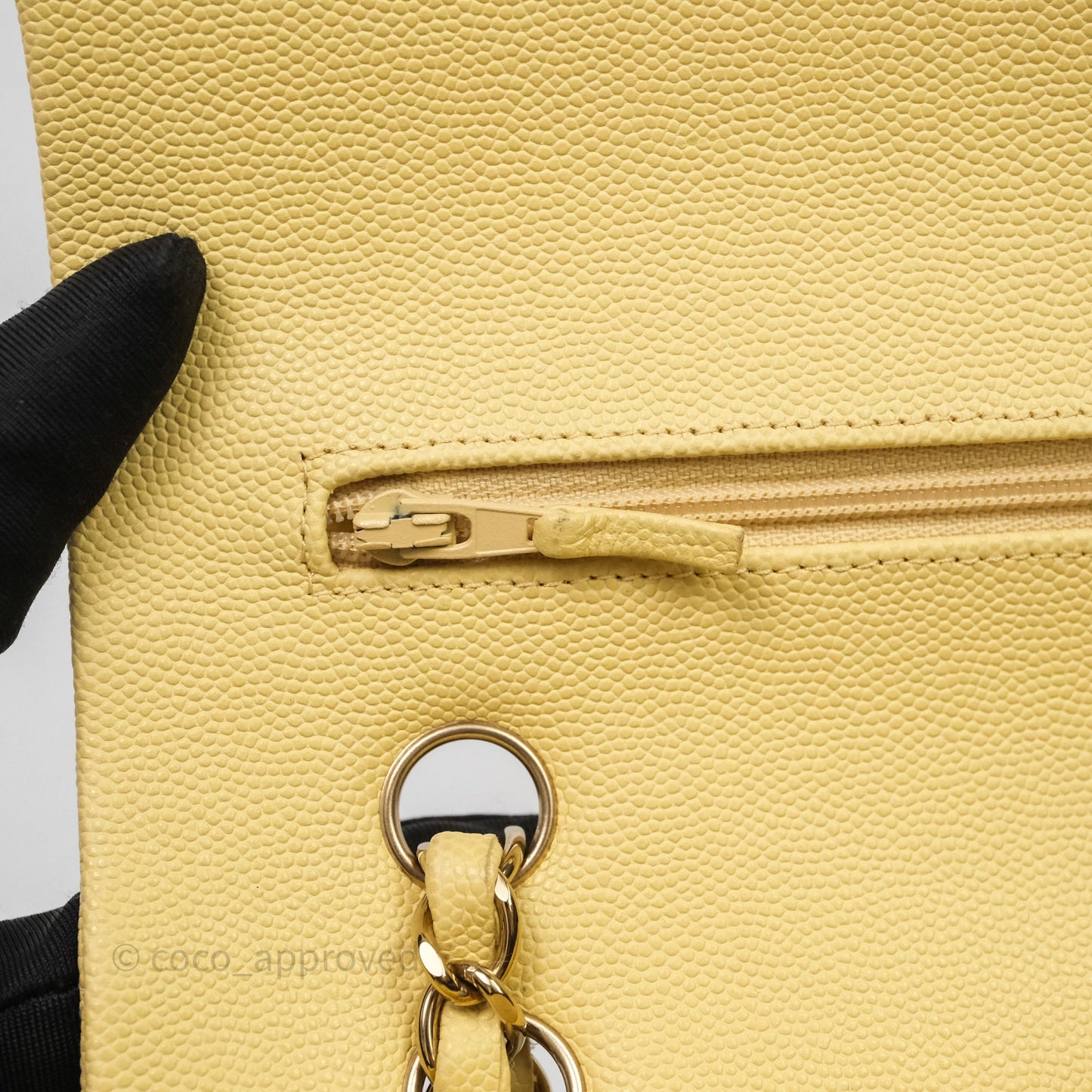 Chanel Classic M/L Medium Flap Quilted Yellow Caviar Gold Hardware