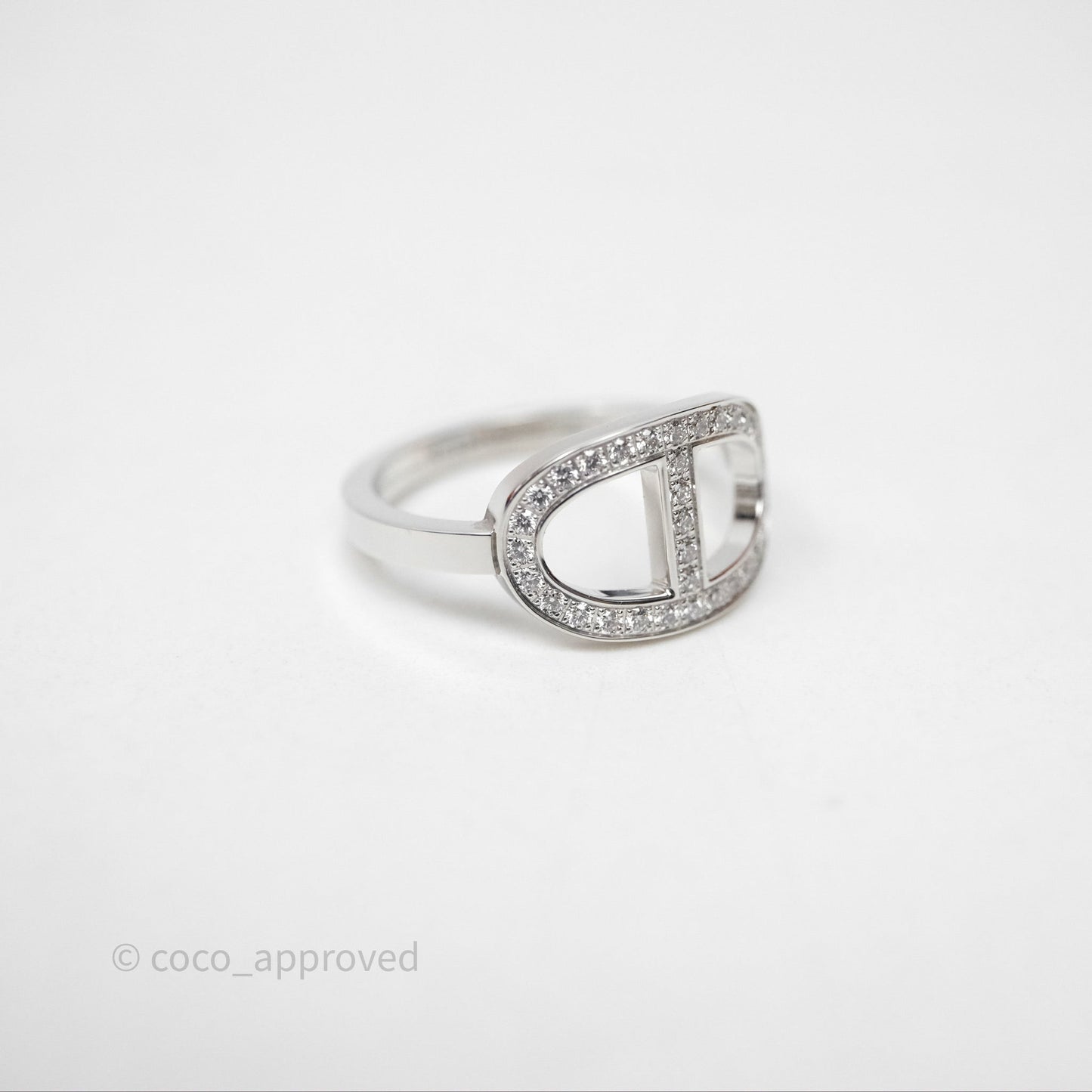 Hermès Chaine d'ancre Contour Ring White Gold Diamonds Size 53