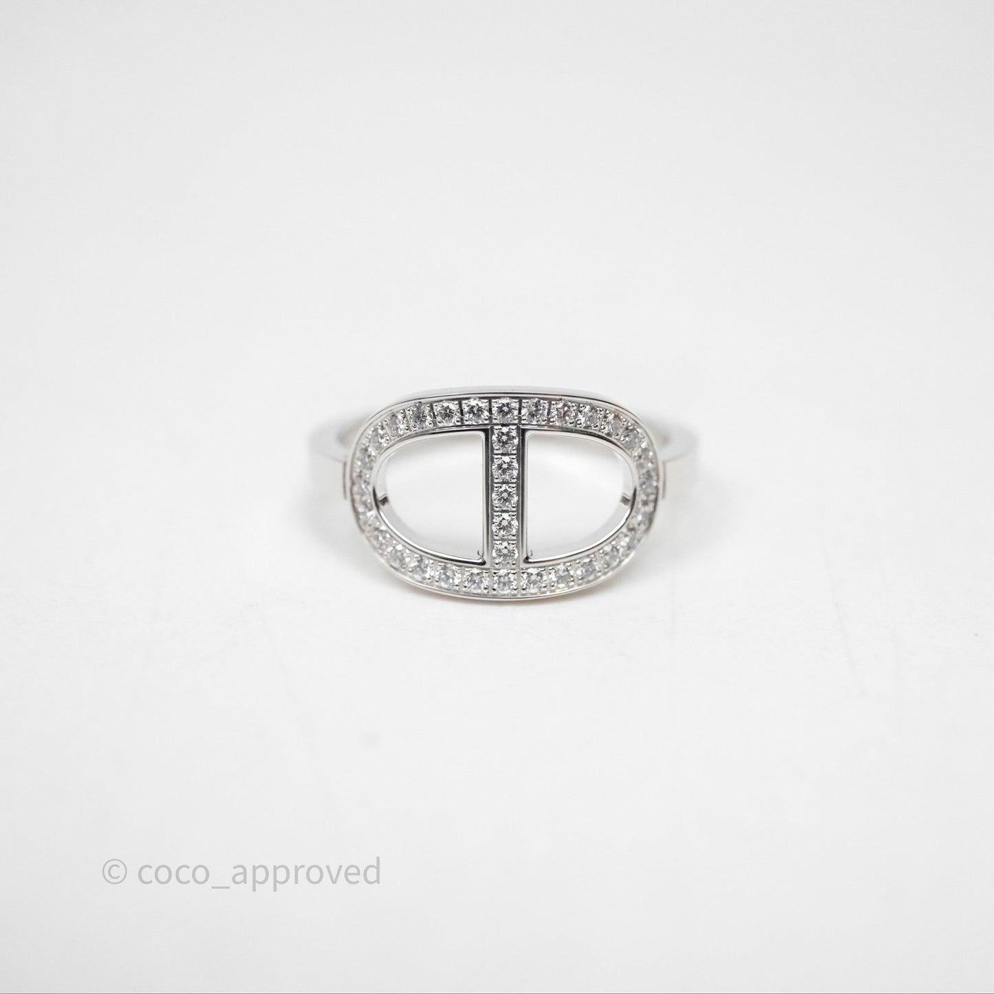 Hermès Chaine d'ancre Contour Ring White Gold Diamonds Size 53