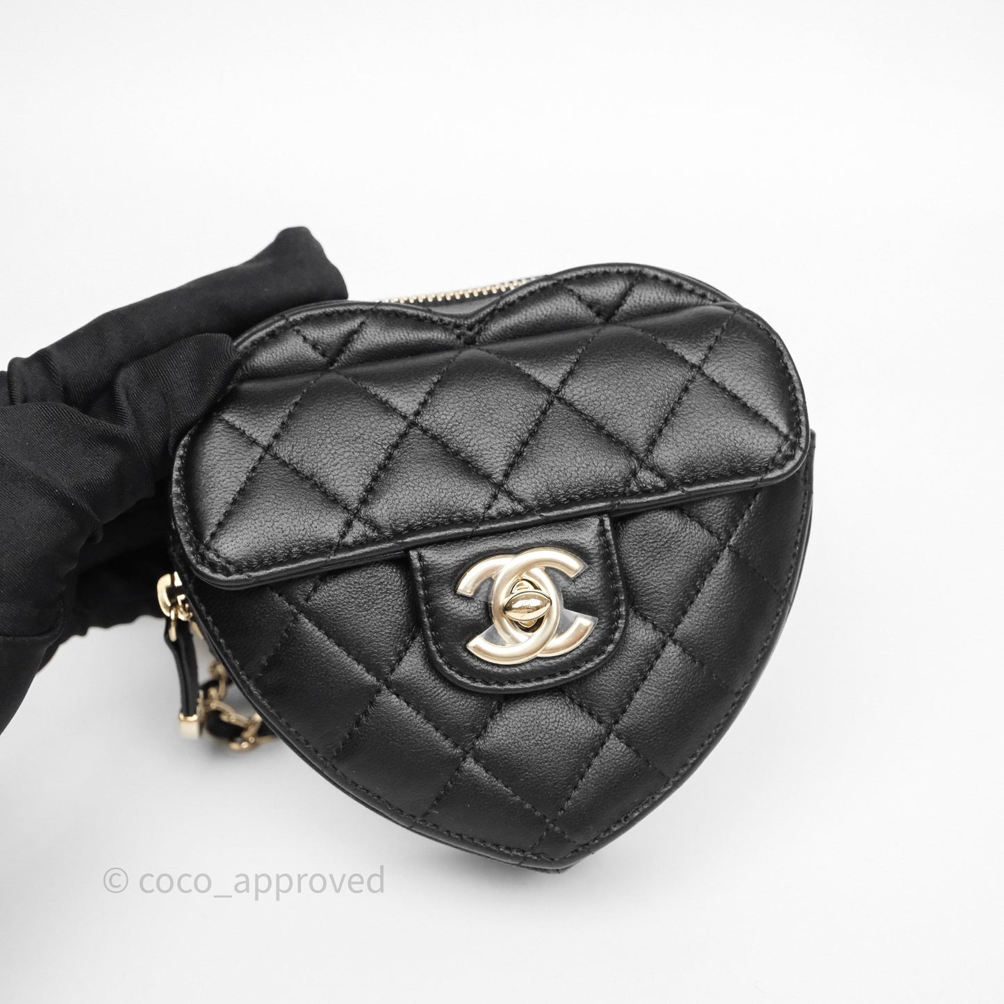 Chanel Small Heart Bag Black Lambskin Gold Hardware 22S