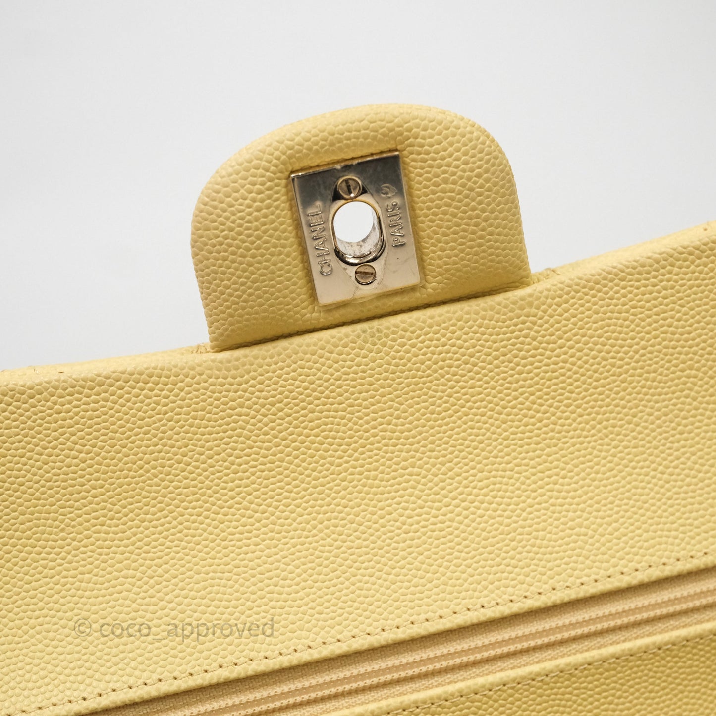 Chanel Classic M/L Medium Flap Quilted Yellow Caviar Gold Hardware