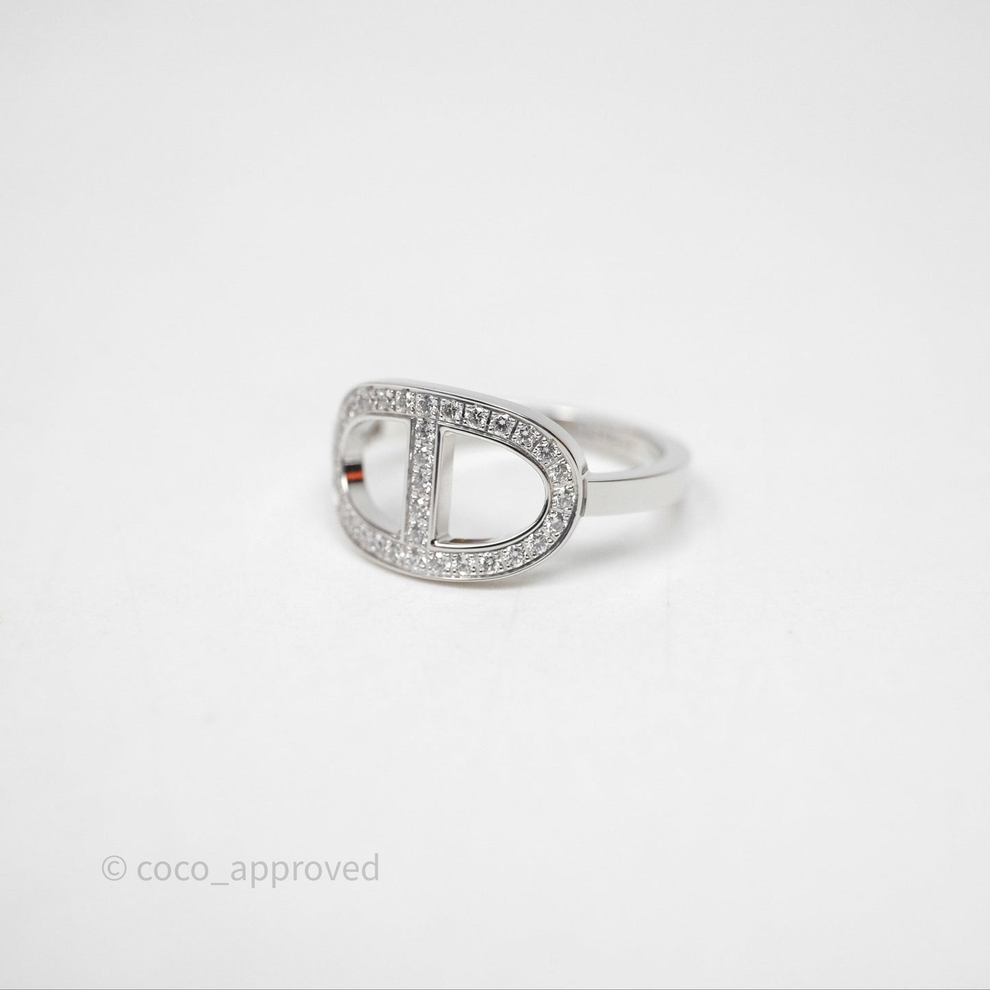 Hermès Chaine d'ancre Contour Ring White Gold Diamonds Size 53