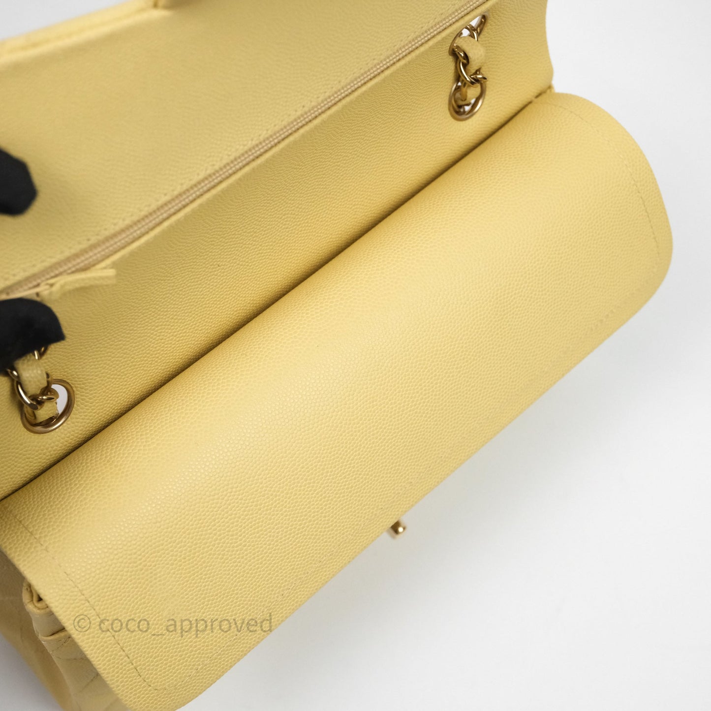 Chanel Classic M/L Medium Flap Quilted Yellow Caviar Gold Hardware