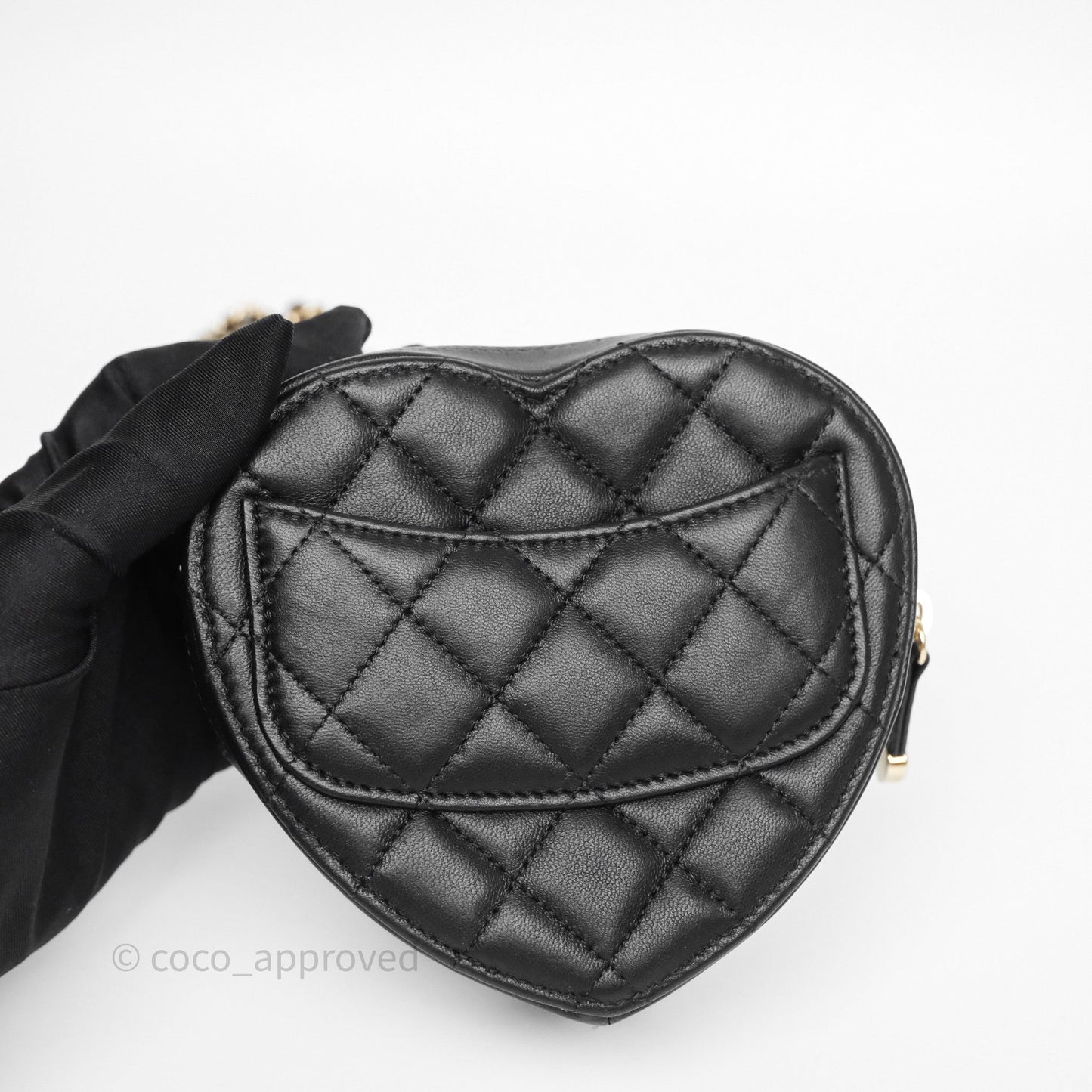 Chanel Small Heart Bag Black Lambskin Gold Hardware 22S