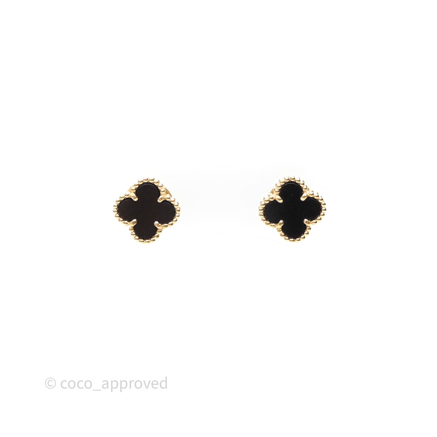 Van Cleef & Arpels Sweet Alhambra Earstuds Earrings Pendant Onyx Yellow Gold