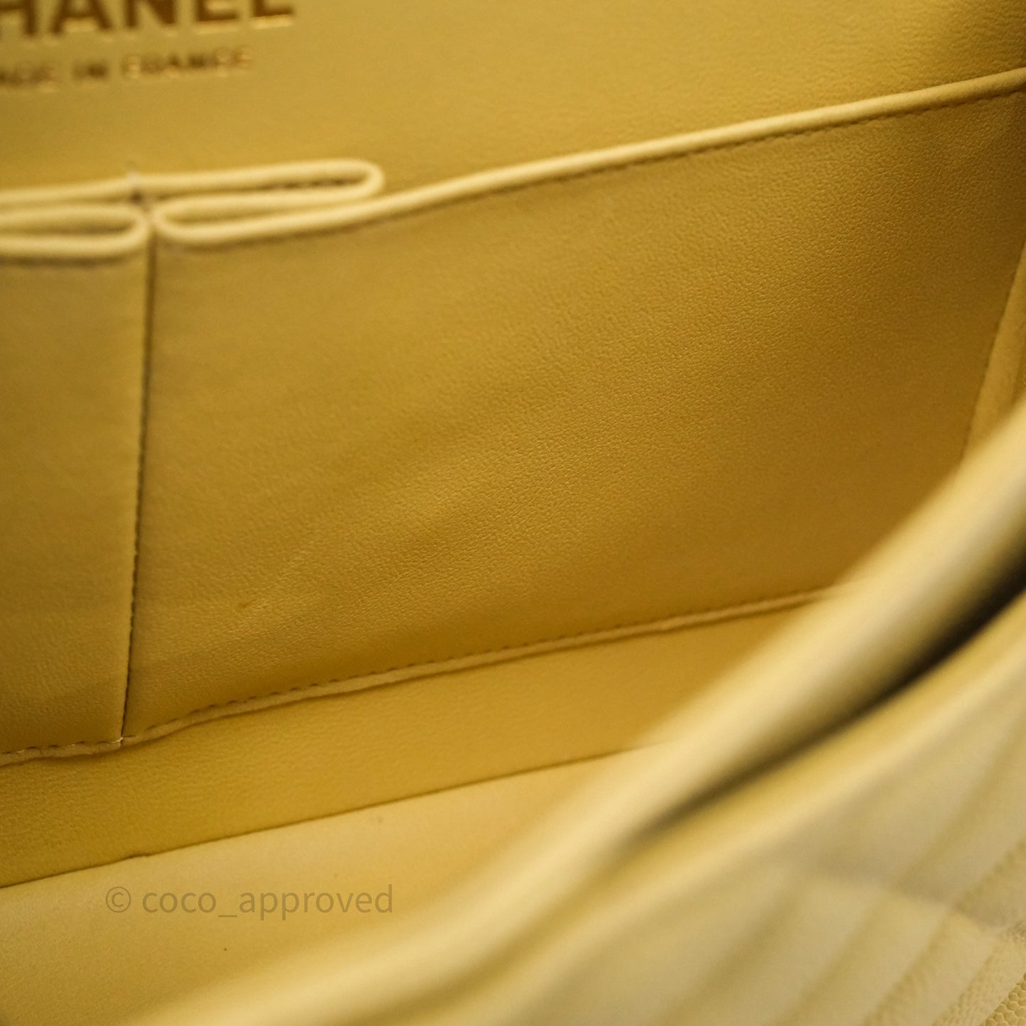 Chanel Classic M/L Medium Flap Quilted Yellow Caviar Gold Hardware