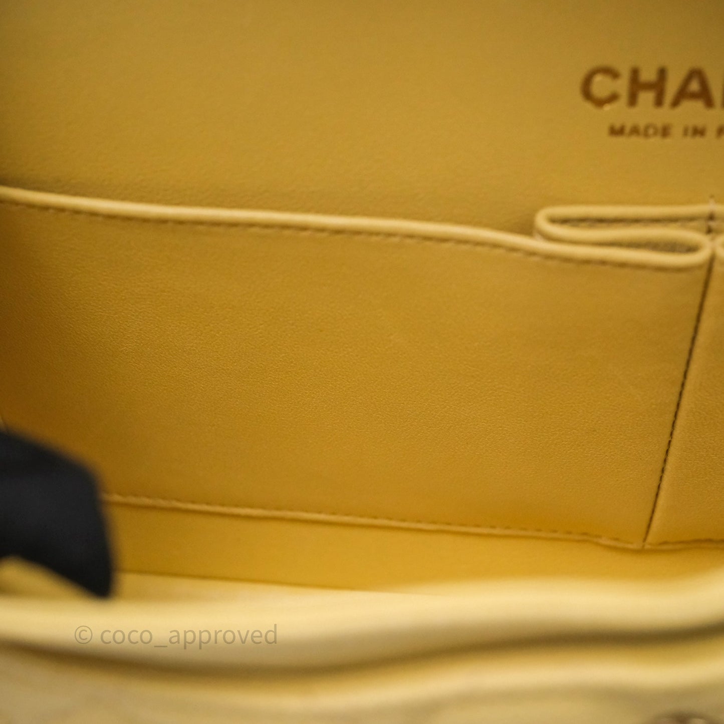 Chanel Classic M/L Medium Flap Quilted Yellow Caviar Gold Hardware