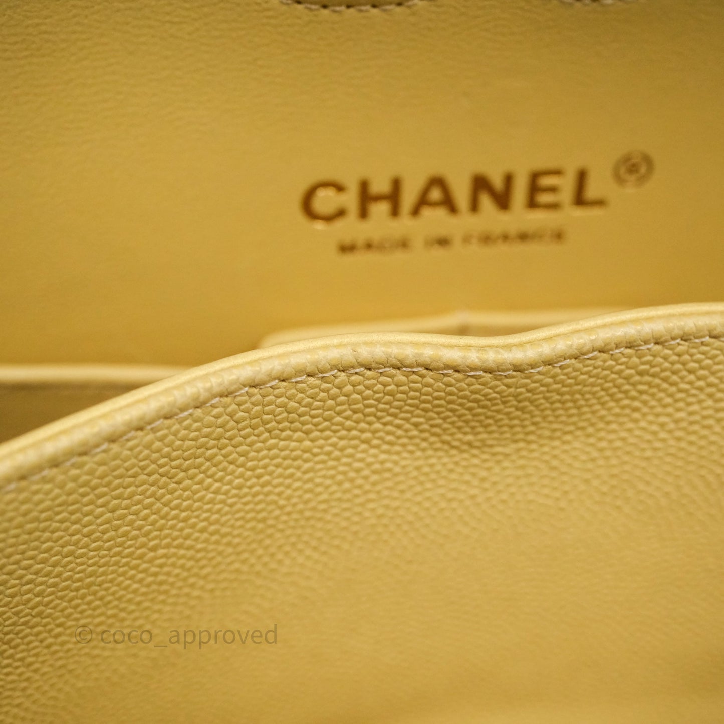 Chanel Classic M/L Medium Flap Quilted Yellow Caviar Gold Hardware