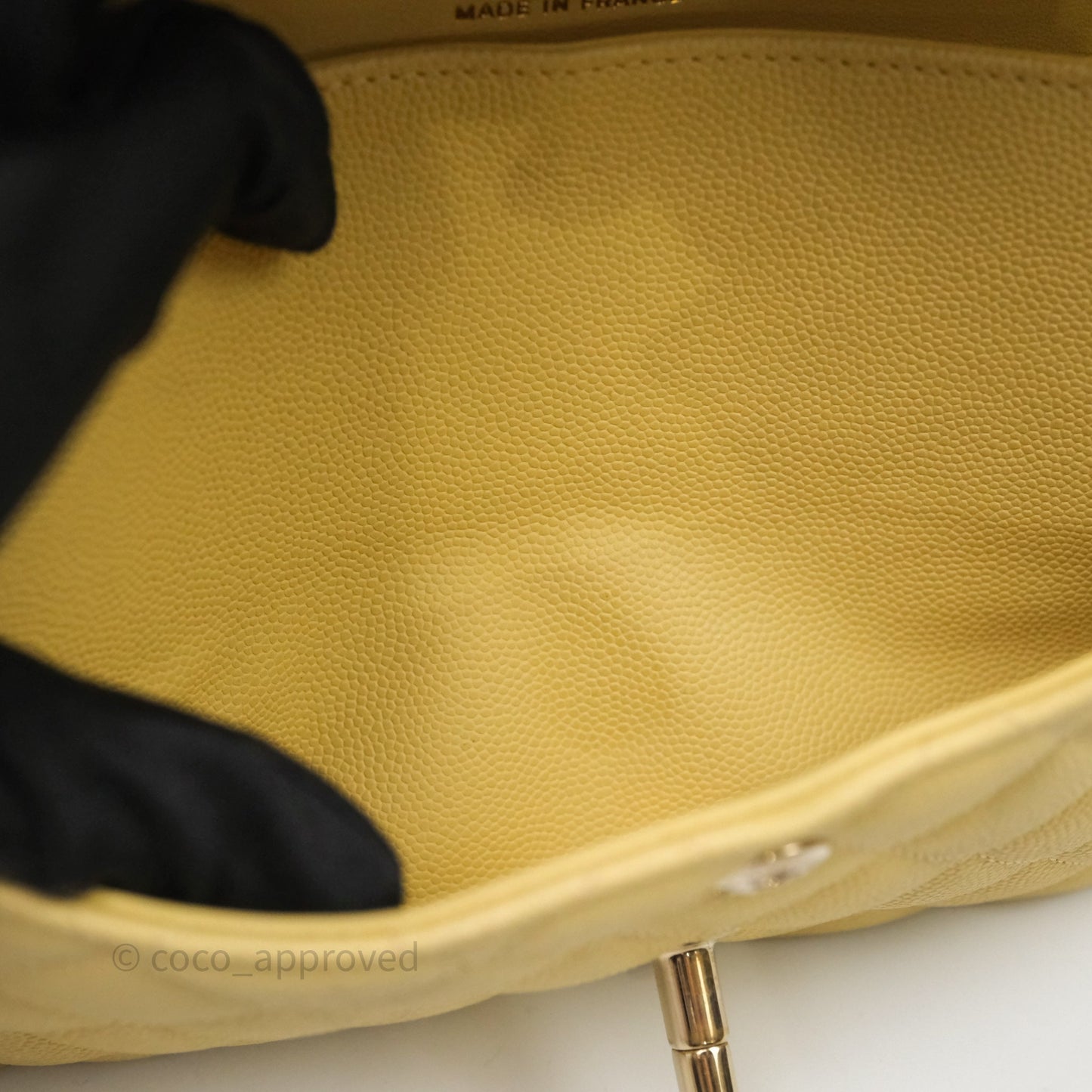 Chanel Classic M/L Medium Flap Quilted Yellow Caviar Gold Hardware
