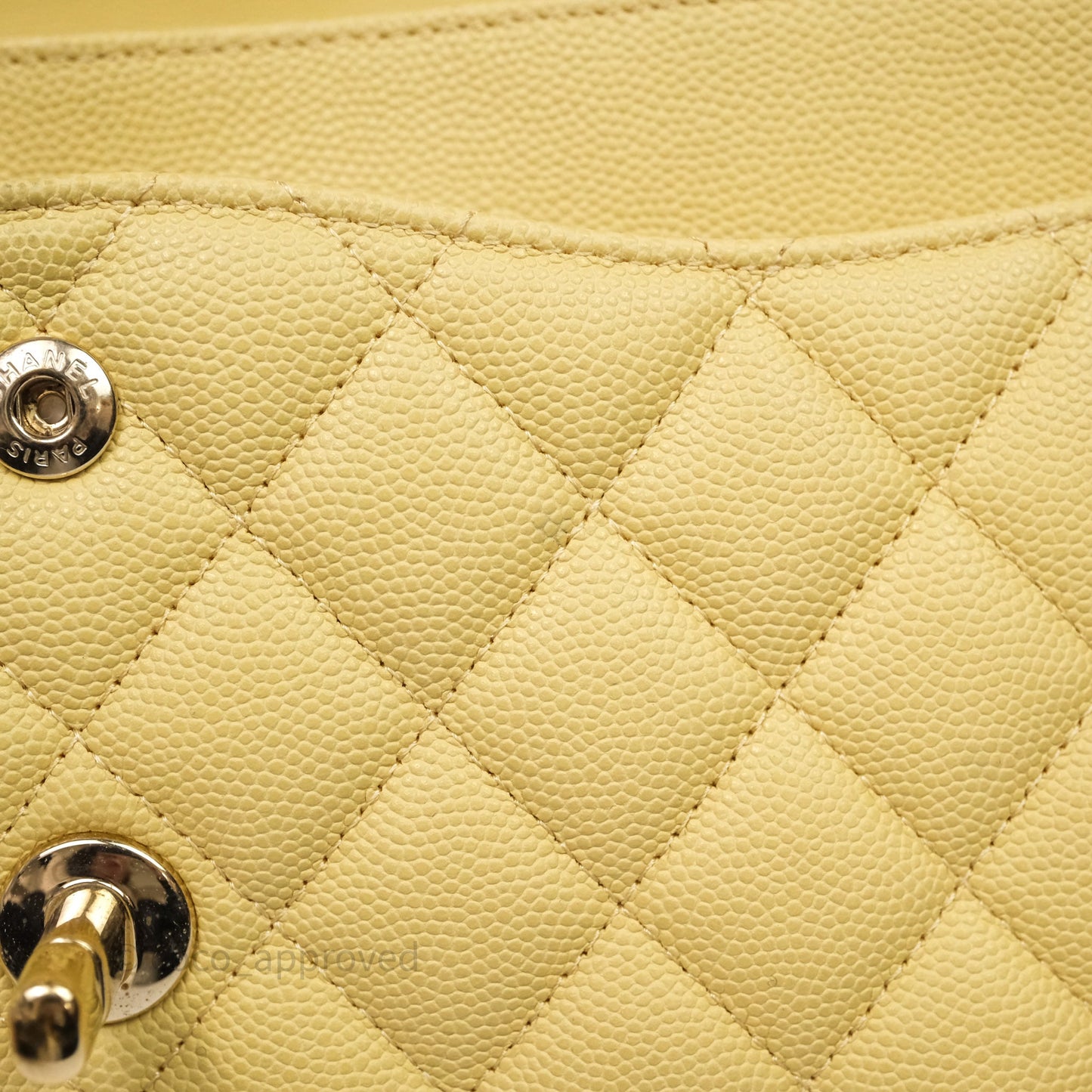 Chanel Classic M/L Medium Flap Quilted Yellow Caviar Gold Hardware