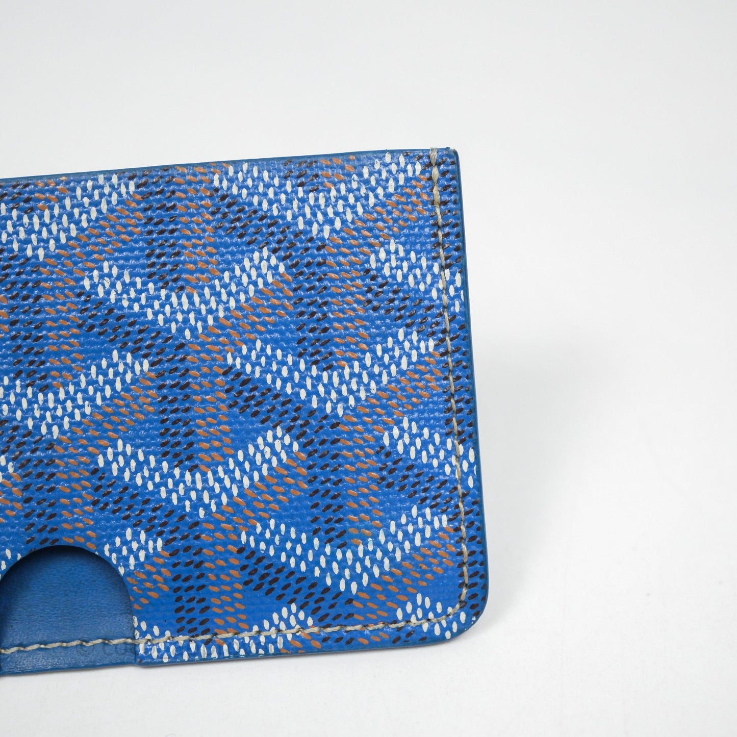 Goyard Card Holder Blue Goyardine Canvas