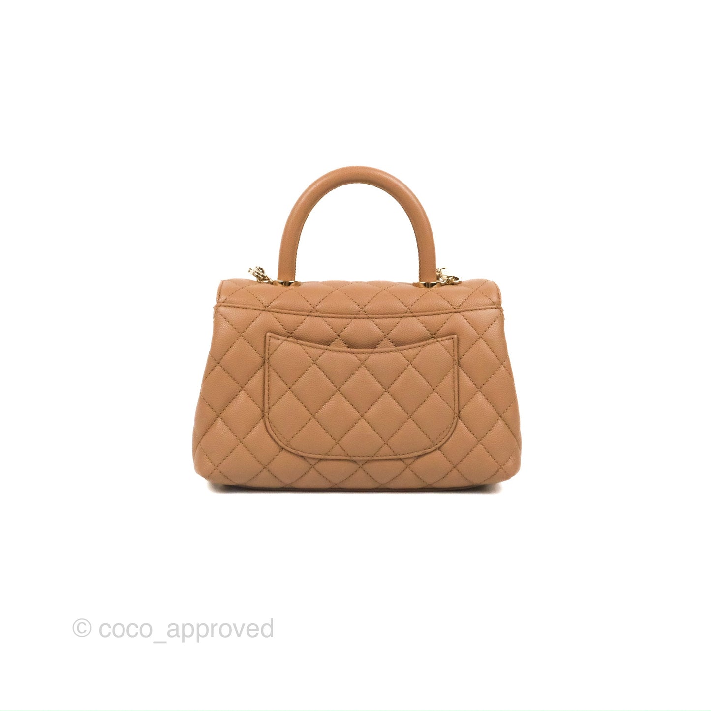 Chanel Small Coco Handle Quilted Dark Beige Caviar Gold Hardware