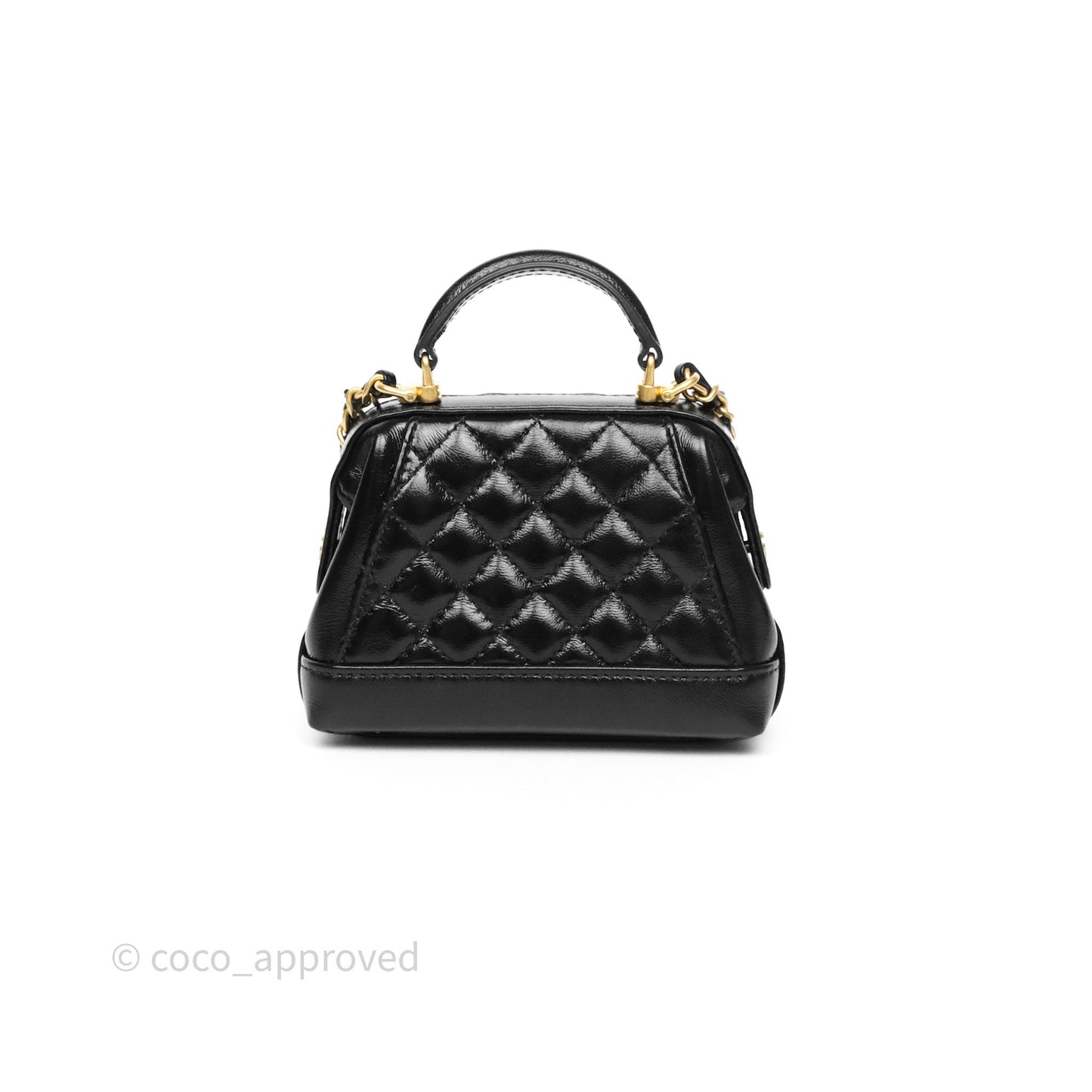 Chanel Mini Cocodoc Doctor Clutch with Chain Black Shiny Lambskin Aged Gold Hardware