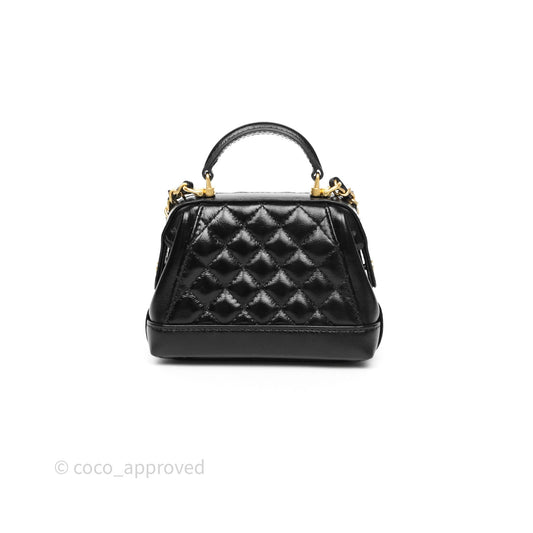 Chanel Mini Cocodoc Doctor Clutch with Chain Black Shiny Lambskin Aged Gold Hardware
