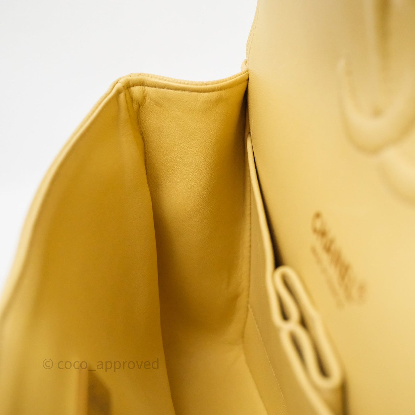 Chanel Classic M/L Medium Flap Quilted Yellow Caviar Gold Hardware