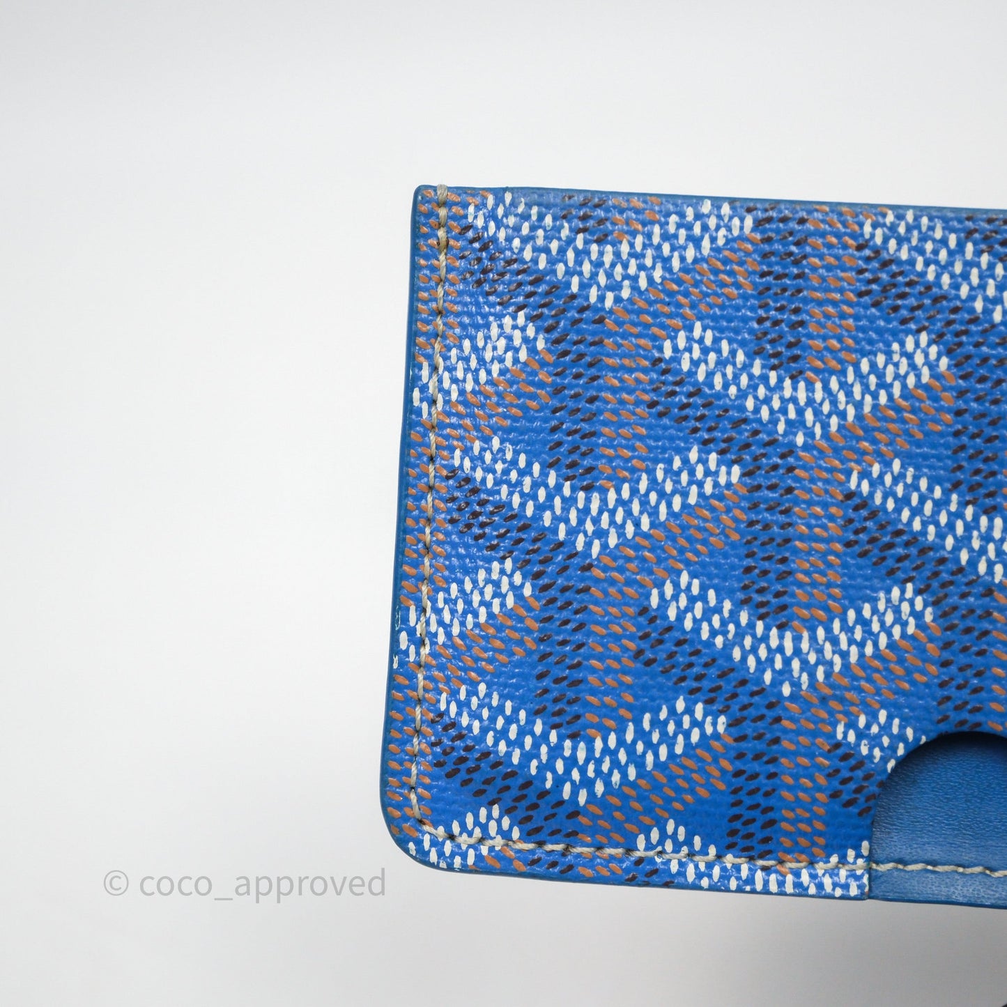 Goyard Card Holder Blue Goyardine Canvas
