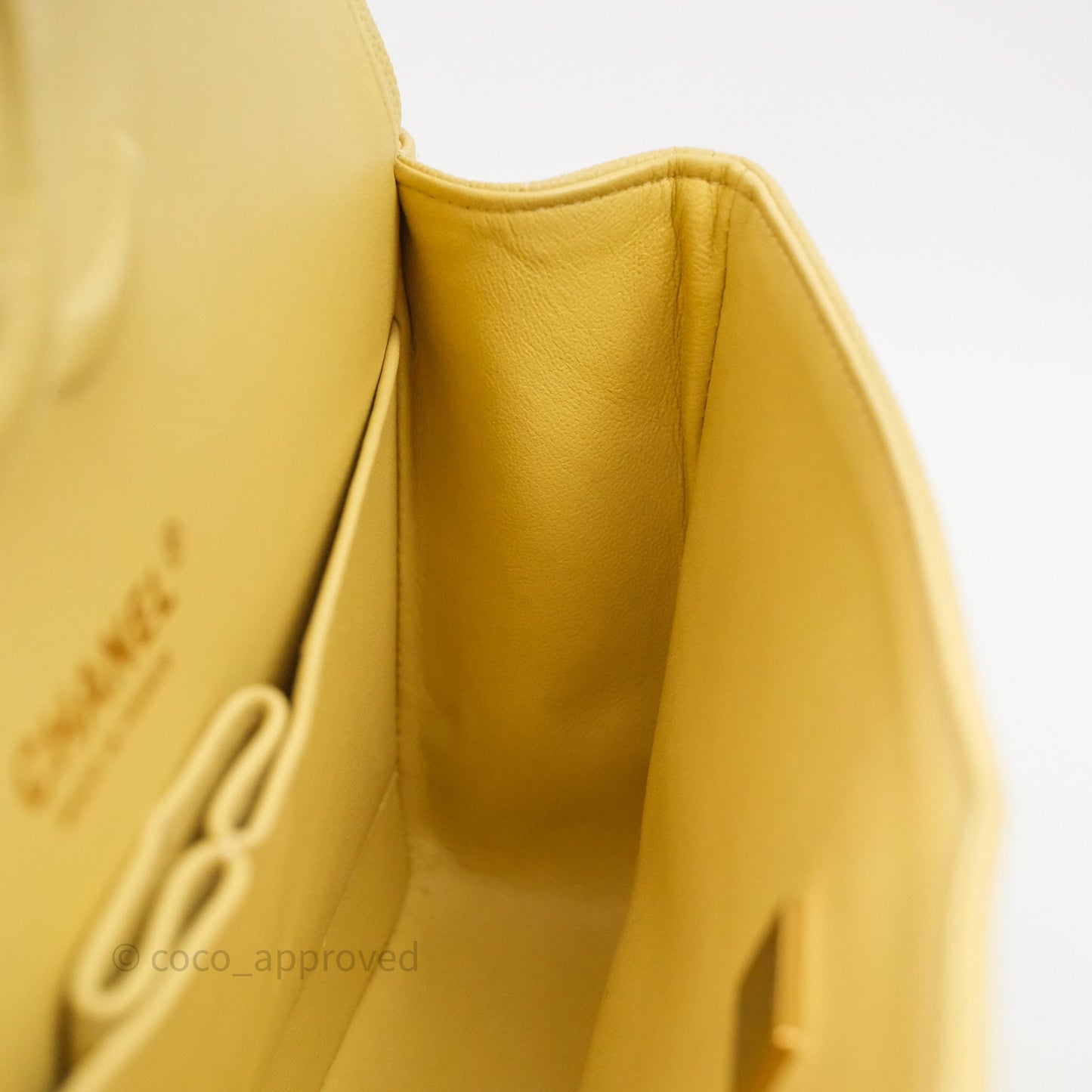 Chanel Classic M/L Medium Flap Quilted Yellow Caviar Gold Hardware