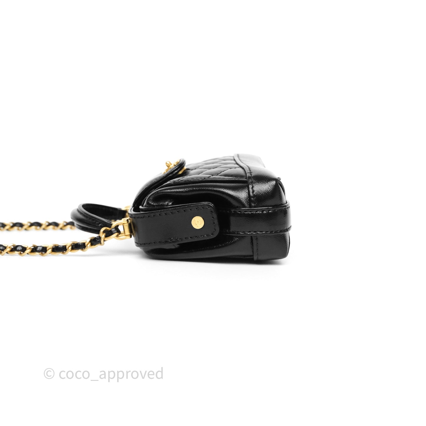 Chanel Mini Cocodoc Doctor Clutch with Chain Black Shiny Lambskin Aged Gold Hardware