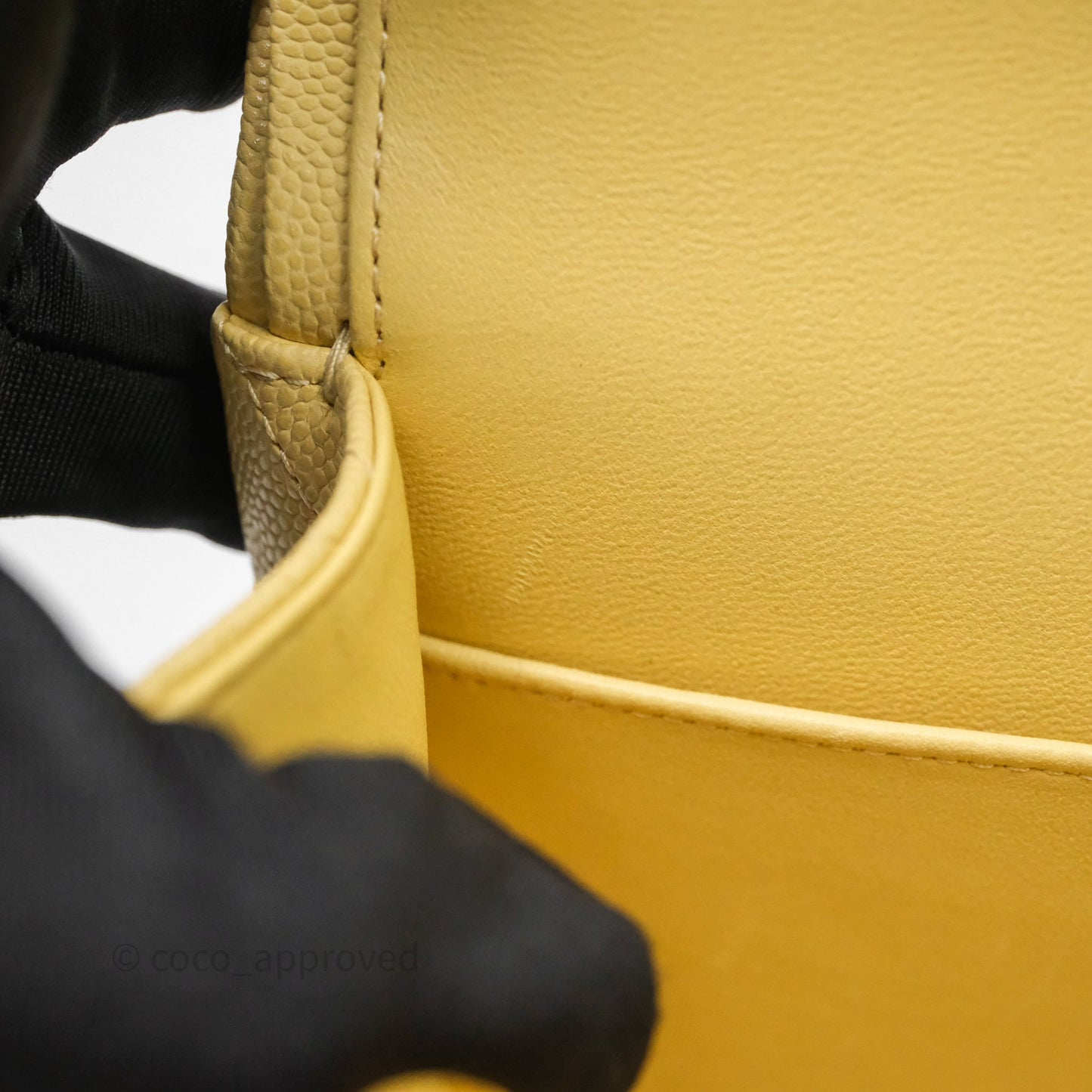 Chanel Classic M/L Medium Flap Quilted Yellow Caviar Gold Hardware