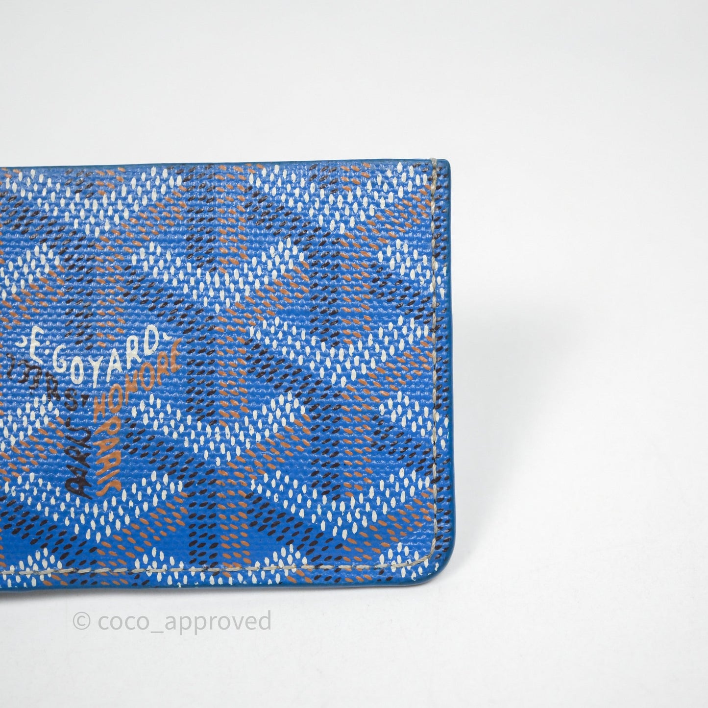 Goyard Card Holder Blue Goyardine Canvas