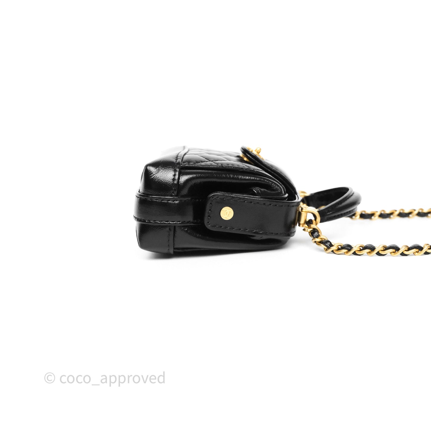 Chanel Mini Cocodoc Doctor Clutch with Chain Black Shiny Lambskin Aged Gold Hardware