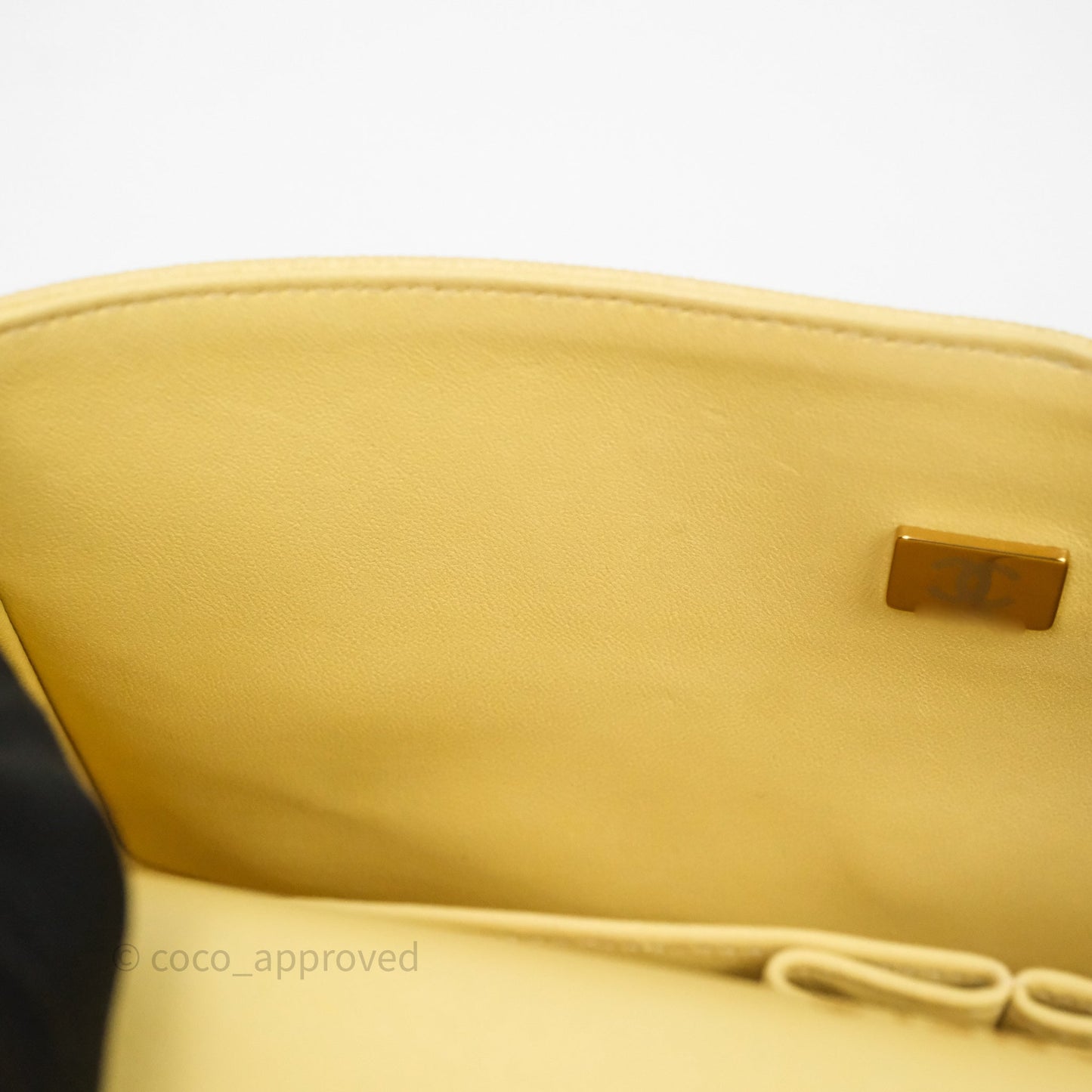 Chanel Classic M/L Medium Flap Quilted Yellow Caviar Gold Hardware