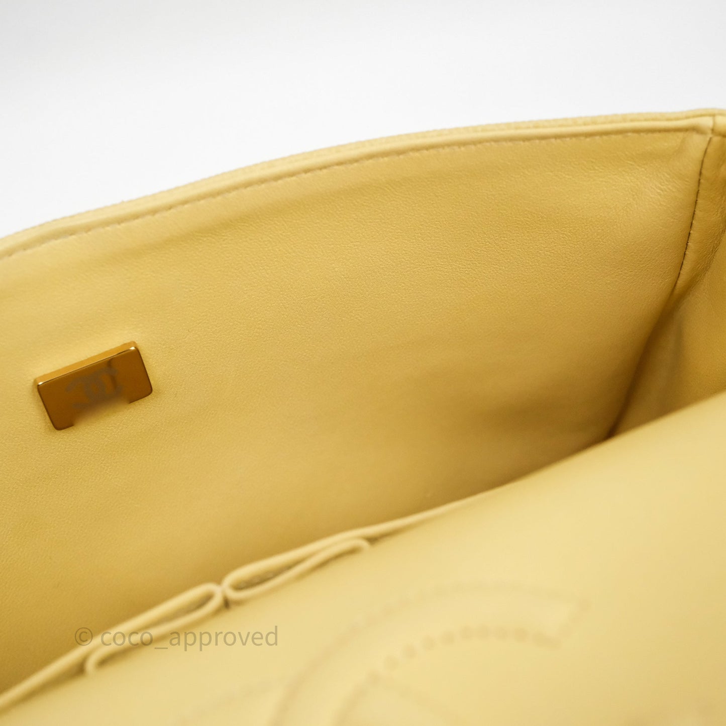 Chanel Classic M/L Medium Flap Quilted Yellow Caviar Gold Hardware