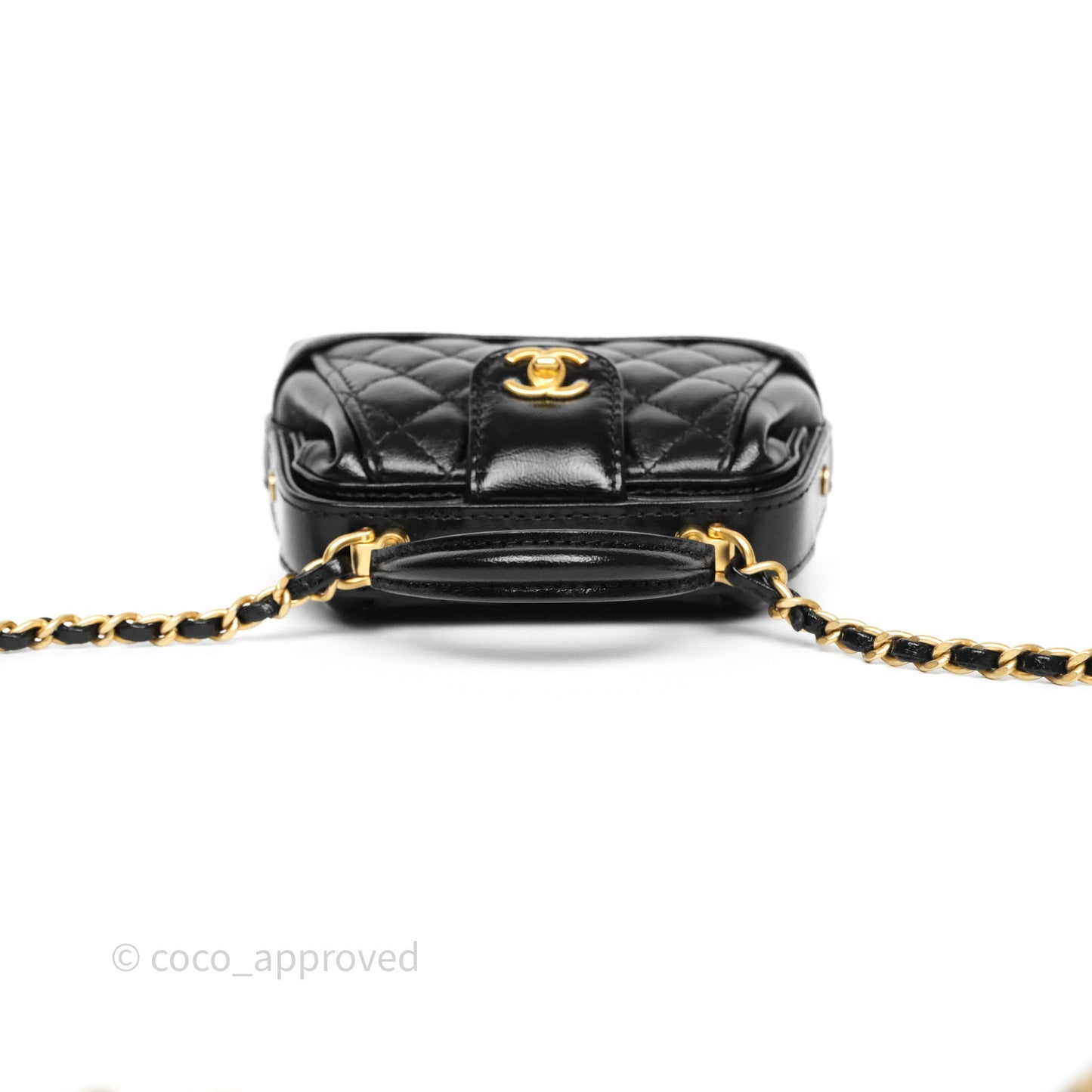 Chanel Mini Cocodoc Doctor Clutch with Chain Black Shiny Lambskin Aged Gold Hardware