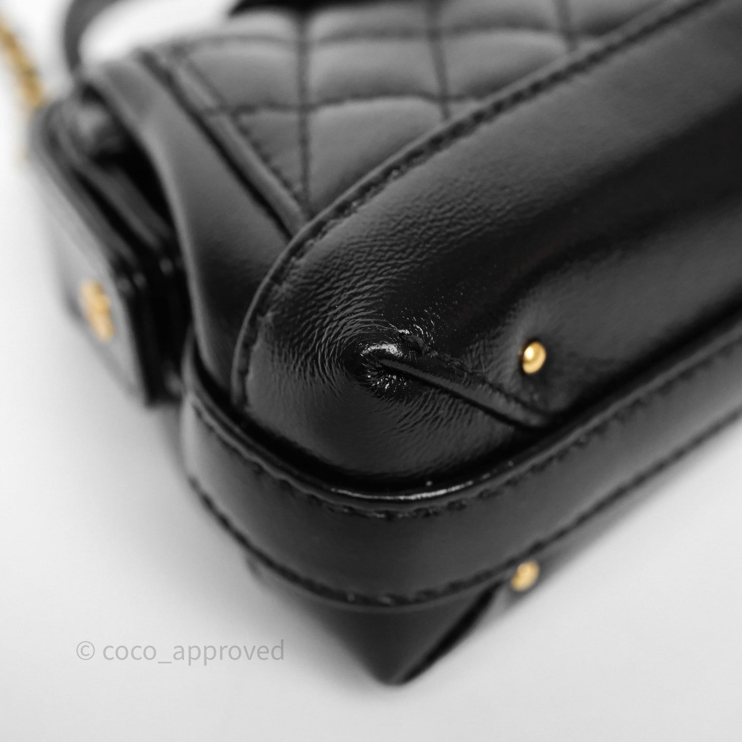 Chanel Mini Cocodoc Doctor Clutch with Chain Black Shiny Lambskin Aged Gold Hardware